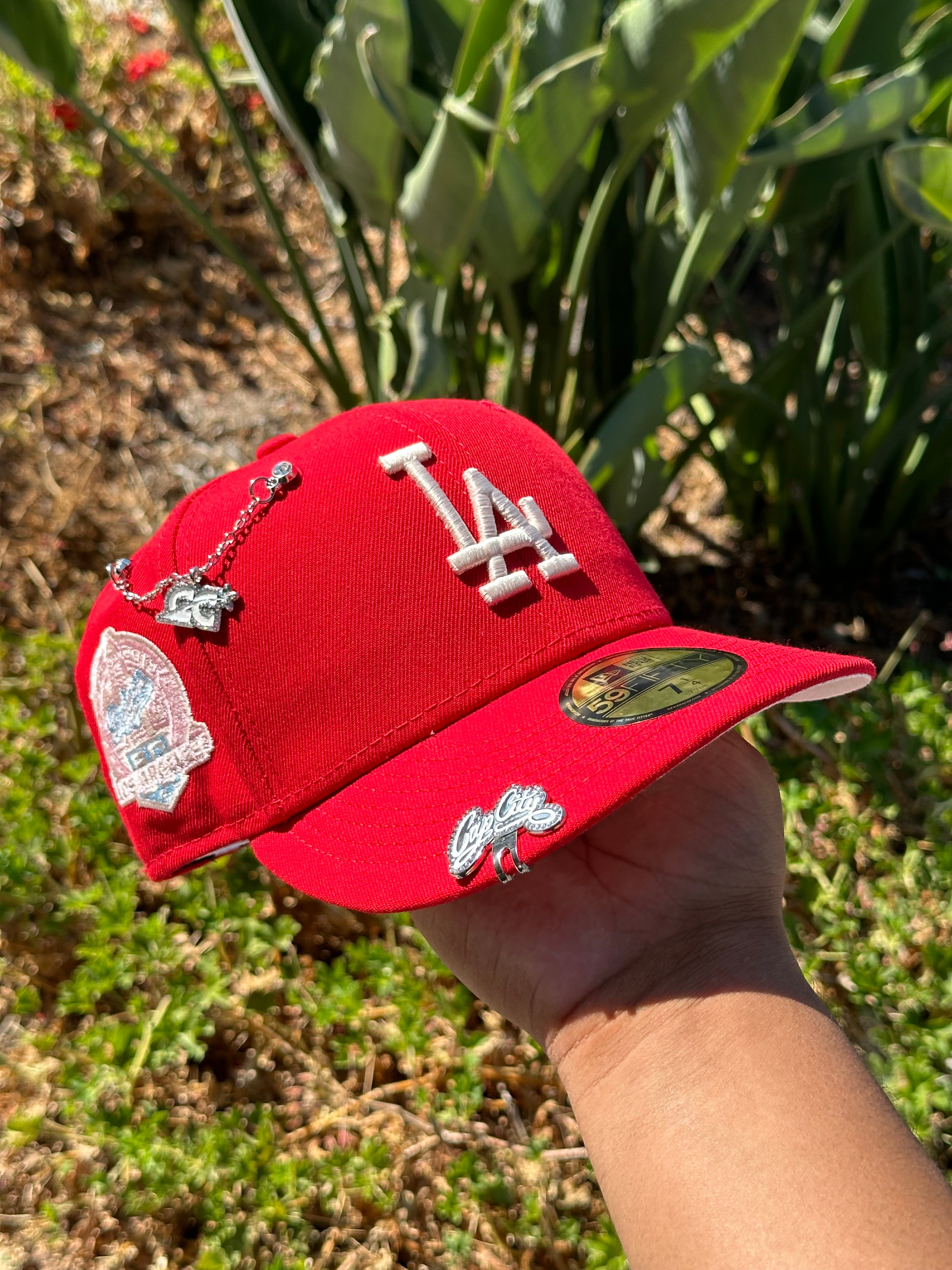 NEW ERA EXCLUSIVE 59FIFTY RED LOS ANGELES DODGERS W 60TH ANNIVERSARY