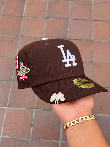 Cap City New Era Off White LA Dodgers 100th Anniversary Patch Pink