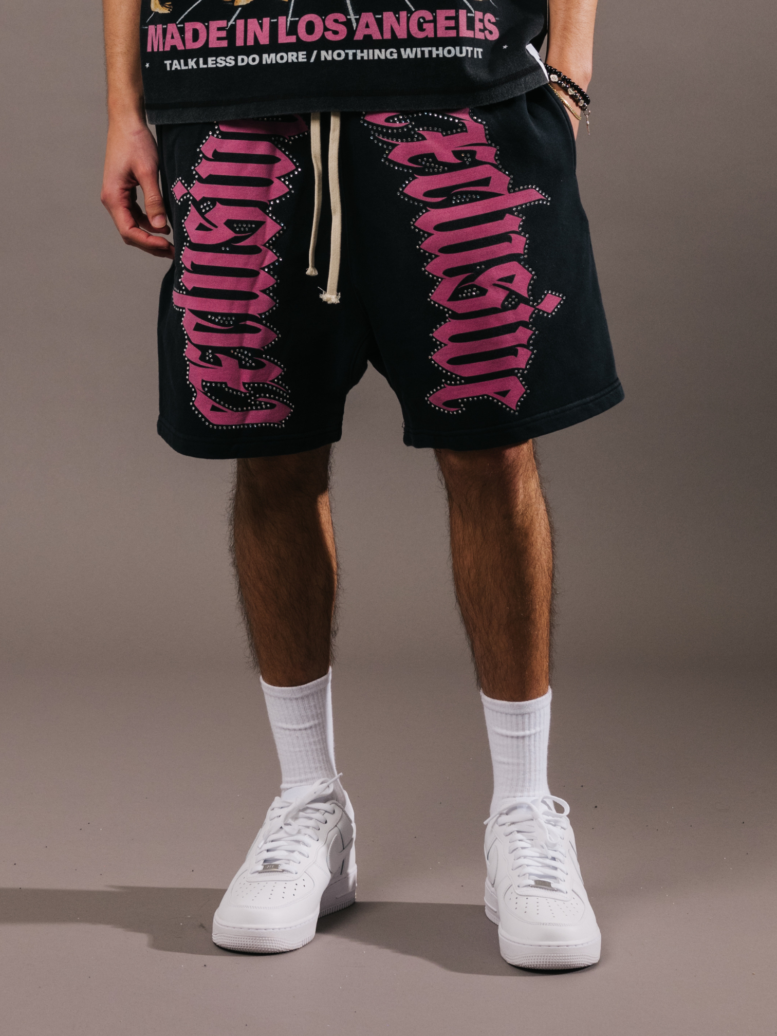 EXCLUSIVE CLUB ACID WASH EXCLUSIVE W/ RHINESTONES SHORTS