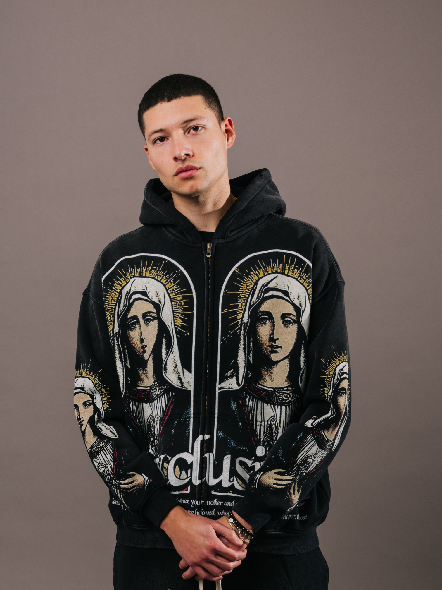 EXCLUSIVE CLUB VIRGEN MARY ZIP UP HOODIE