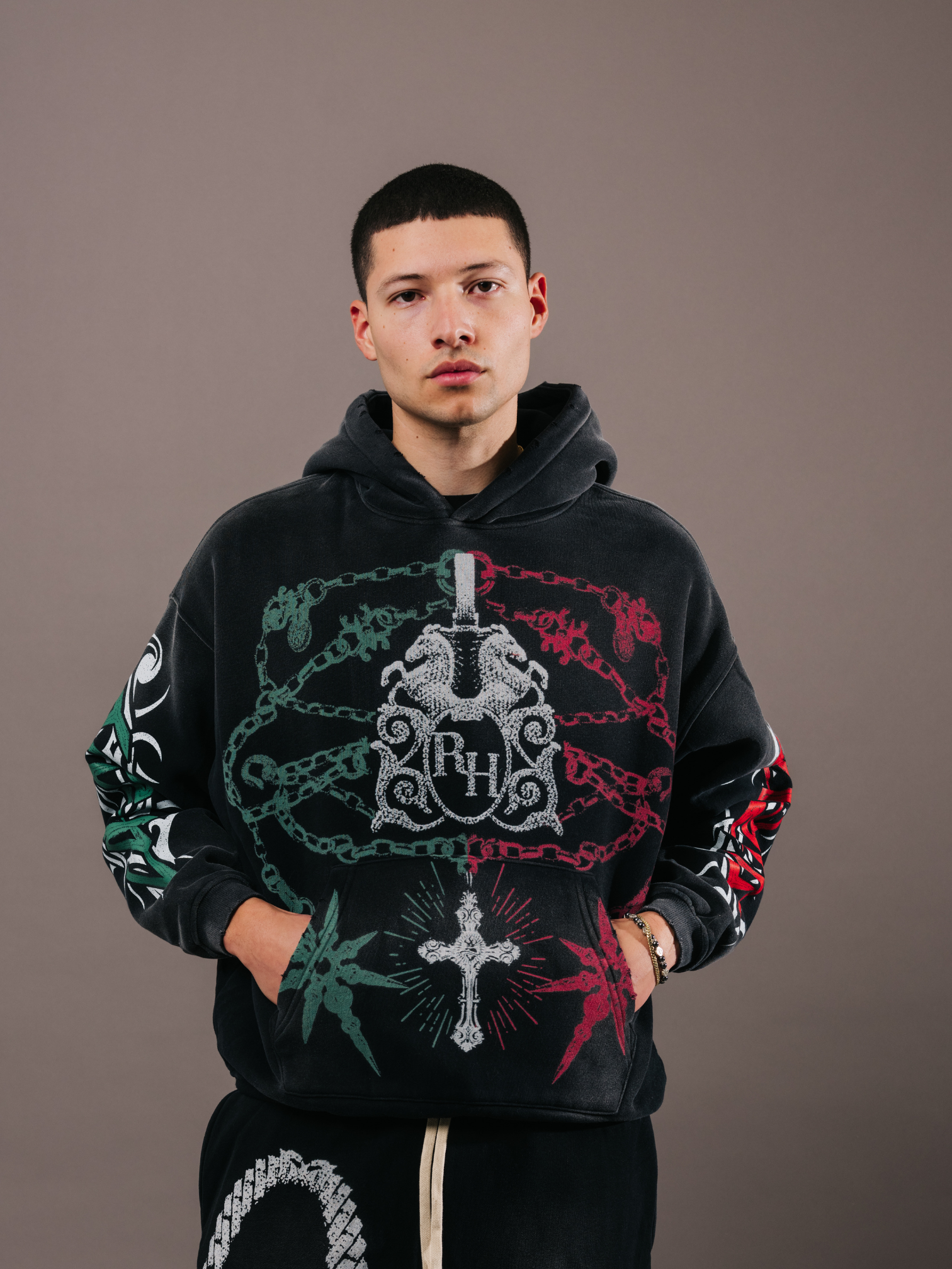 EXCLUSIVE CLUB x RANCHO HUMILDE BLACK/MEXICO COLORS HOODIE