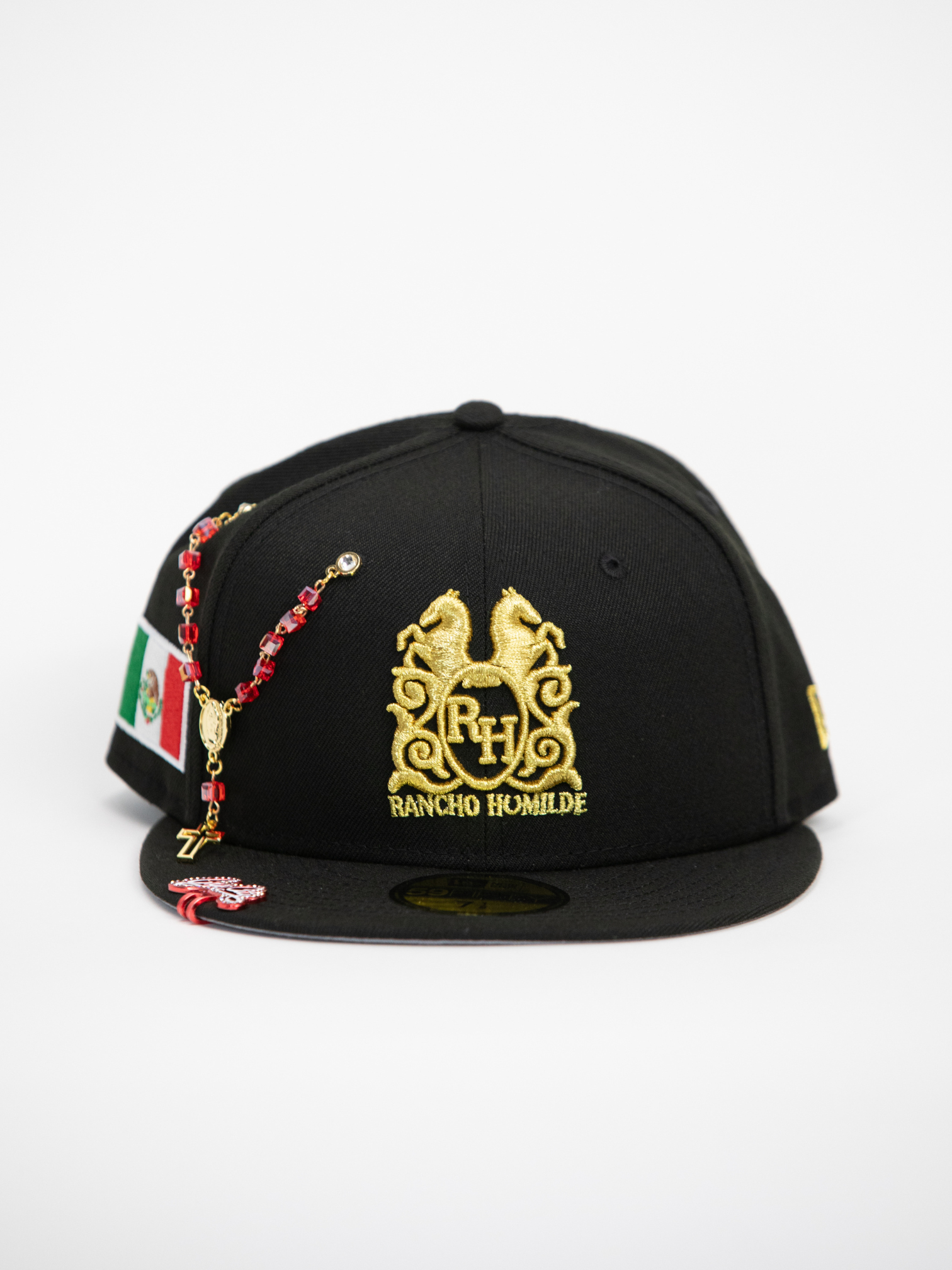 NEW* "RANCHO HUMILDE x NEW ERA x CAP CITY" BLACK 59FIFTY FITTED W/ MEXICAN FLAG & GREY UV *FREE ACCESSORY INCLUDED