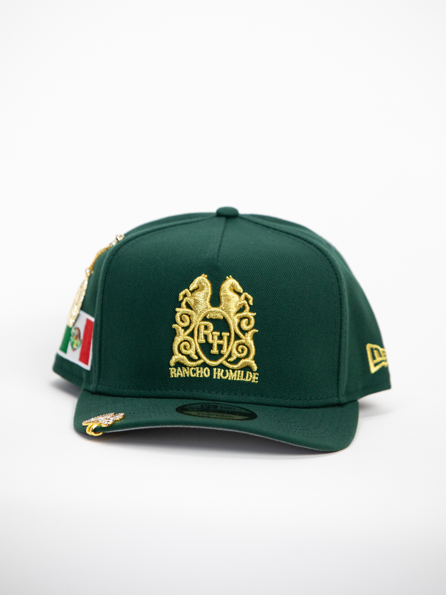 NEW* "RANCHO HUMILDE x NEW ERA x CAP CITY" FOREST GREEN 9FIFTY A-FRAME W/ MEXICAN FLAG & GREY UV *FREE ACCESSORY INCLUDED