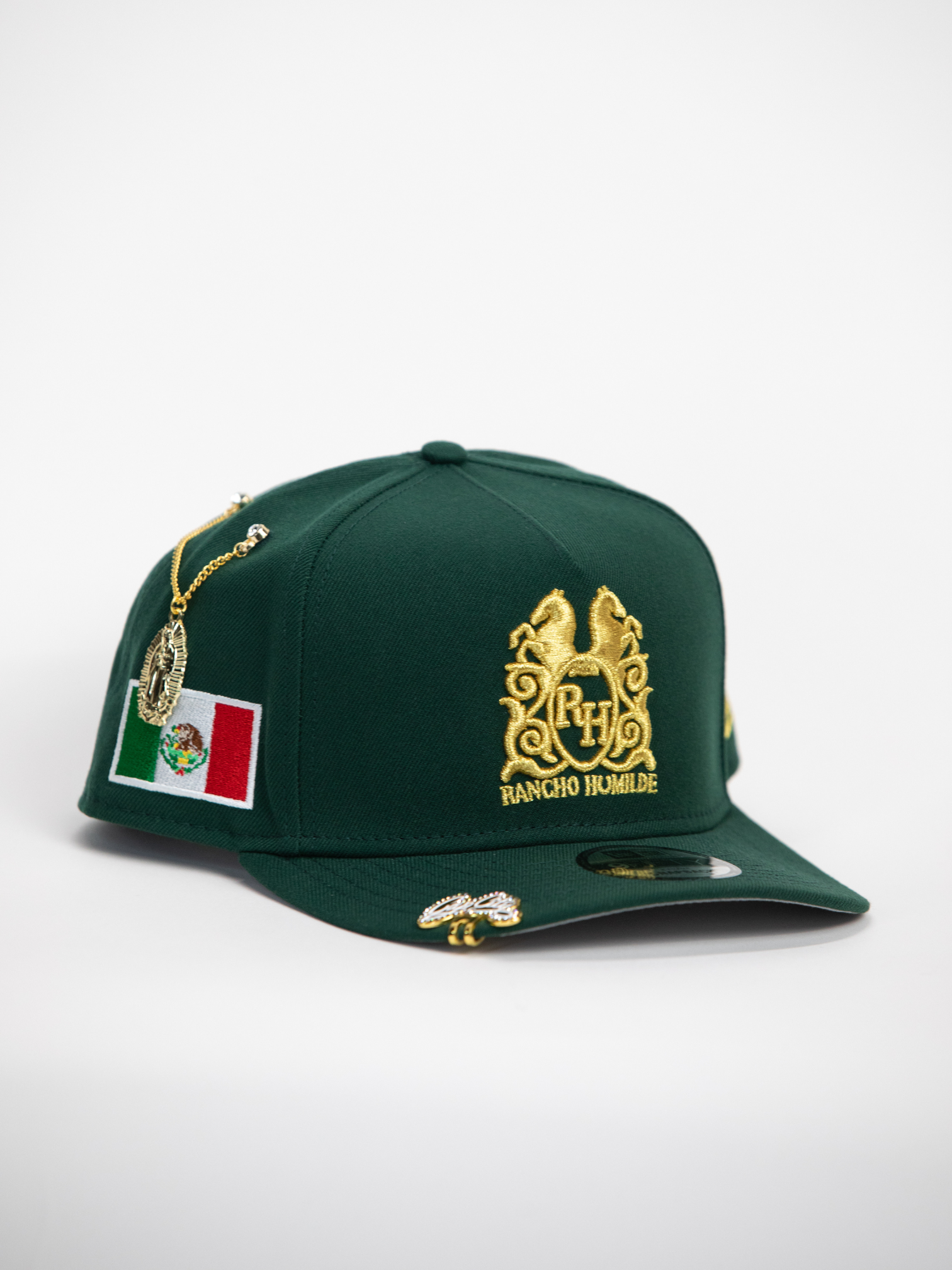 NEW* "RANCHO HUMILDE x NEW ERA x CAP CITY" FOREST GREEN 9FIFTY A-FRAME W/ MEXICAN FLAG & GREY UV *FREE ACCESSORY INCLUDED