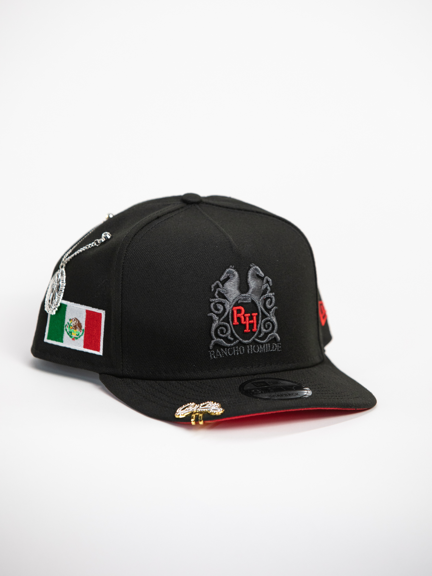 NEW* "RANCHO HUMILDE x NEW ERA x CAP CITY" BLACK 9FIFTY A-FRAME W/ MEXICAN FLAG & RED UV *FREE ACCESSORY INCLUDED