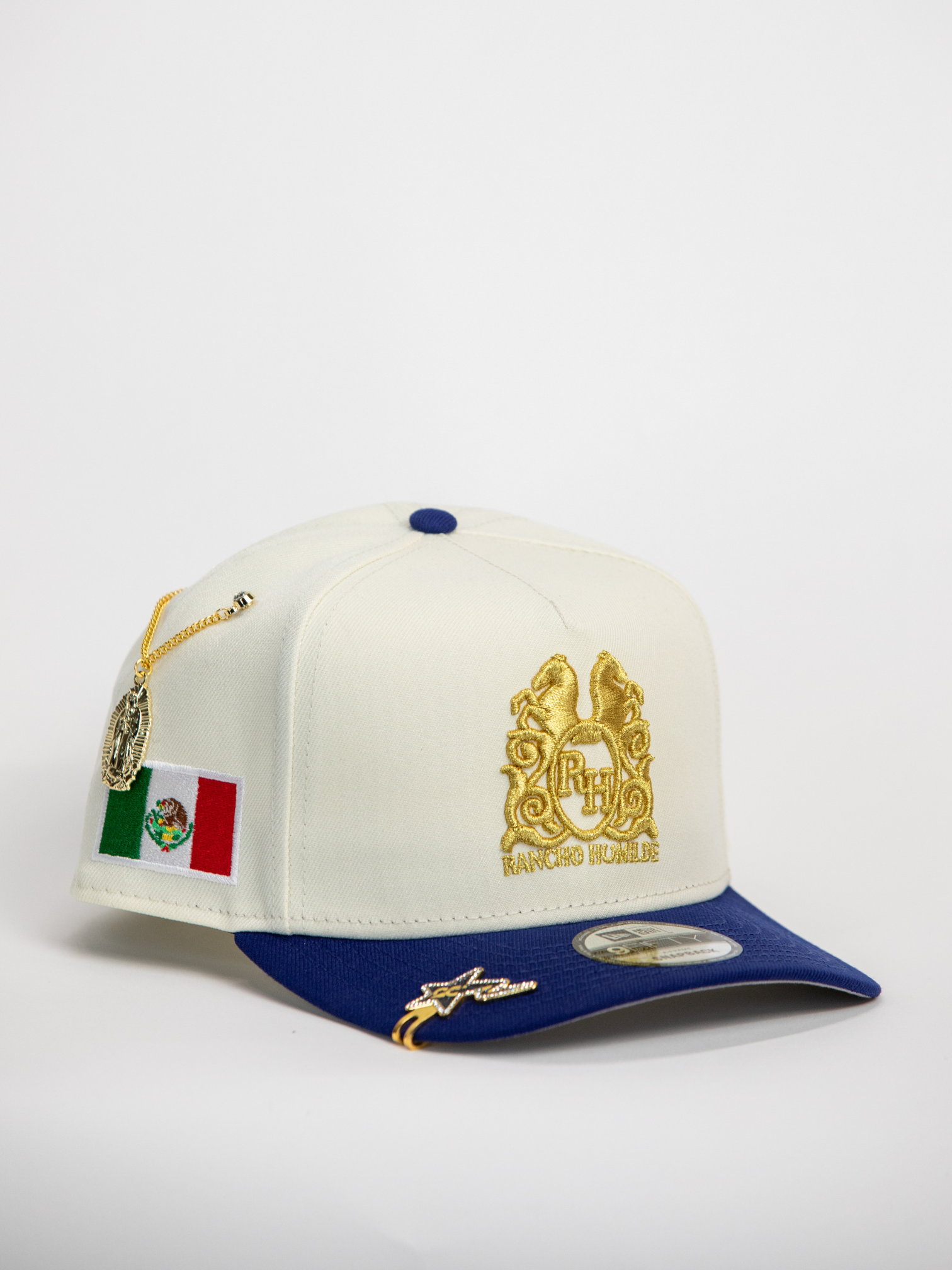 NEW* "RANCHO HUMILDE x NEW ERA x CAP CITY" WHITE/BLUE 9FIFTY A-FRAME W/ MEXICAN FLAG & GREY UV *FREE ACCESSORY INCLUDED