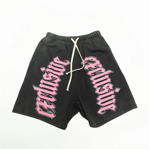 EXCLUSIVE CLUB ACID WASH "EXCLUSIVE" W/ RHINESTONES SHORTS