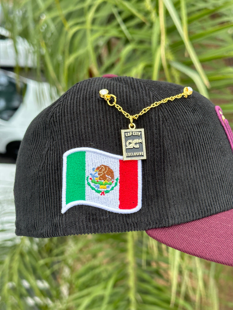 7 1/8 New Cap City OFF WHITE/PURPLE MEXICO 2TONE W/ MEXICO FLAG PATCH  (GREEN UV)