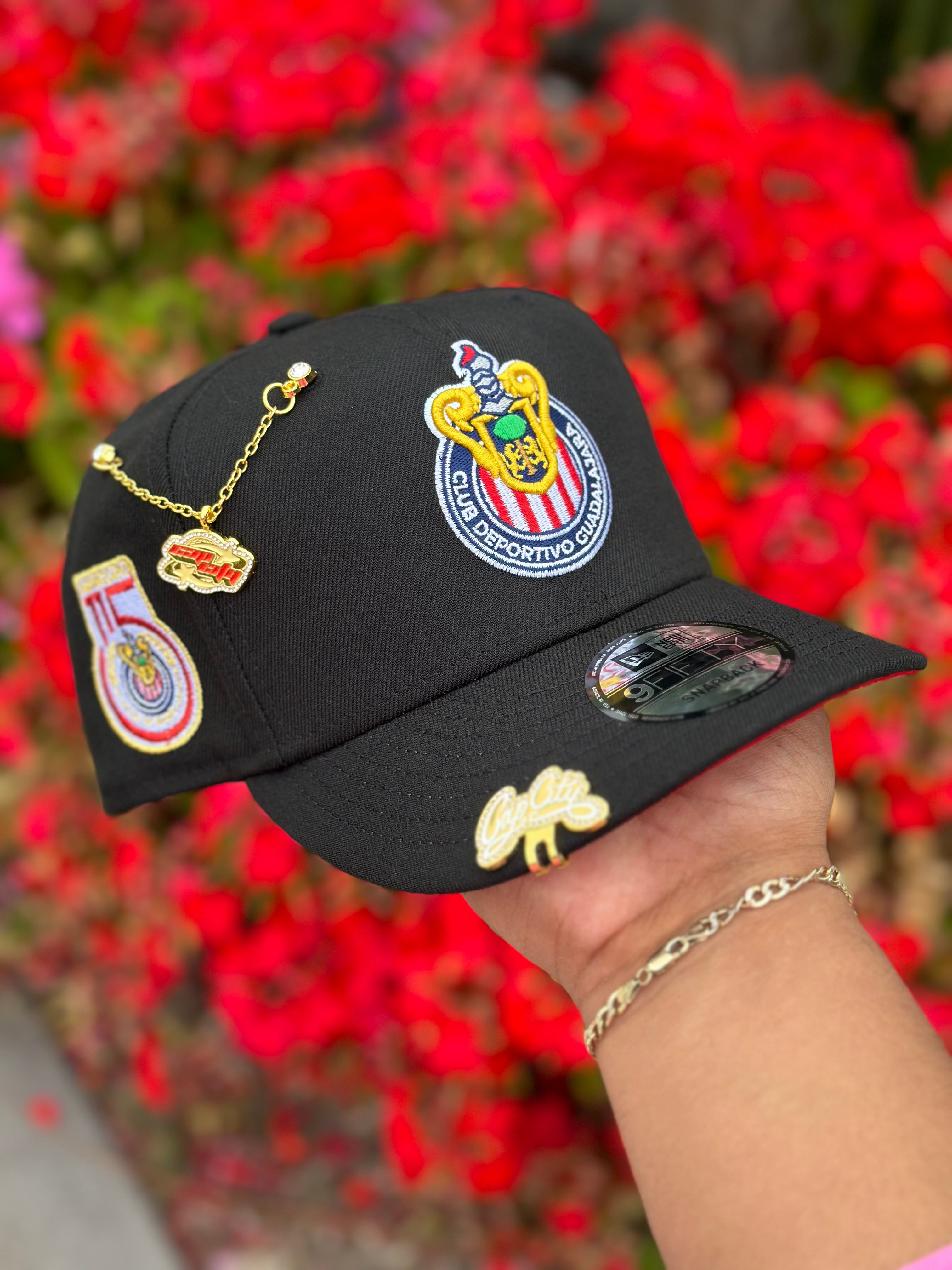 NEW ERA EXCLUSIVE 9FIFTY BLACK CHIVAS DE GUADALAJARA SNAPBACK W/ 115TH ANNIVERSARY SIDE PATCH