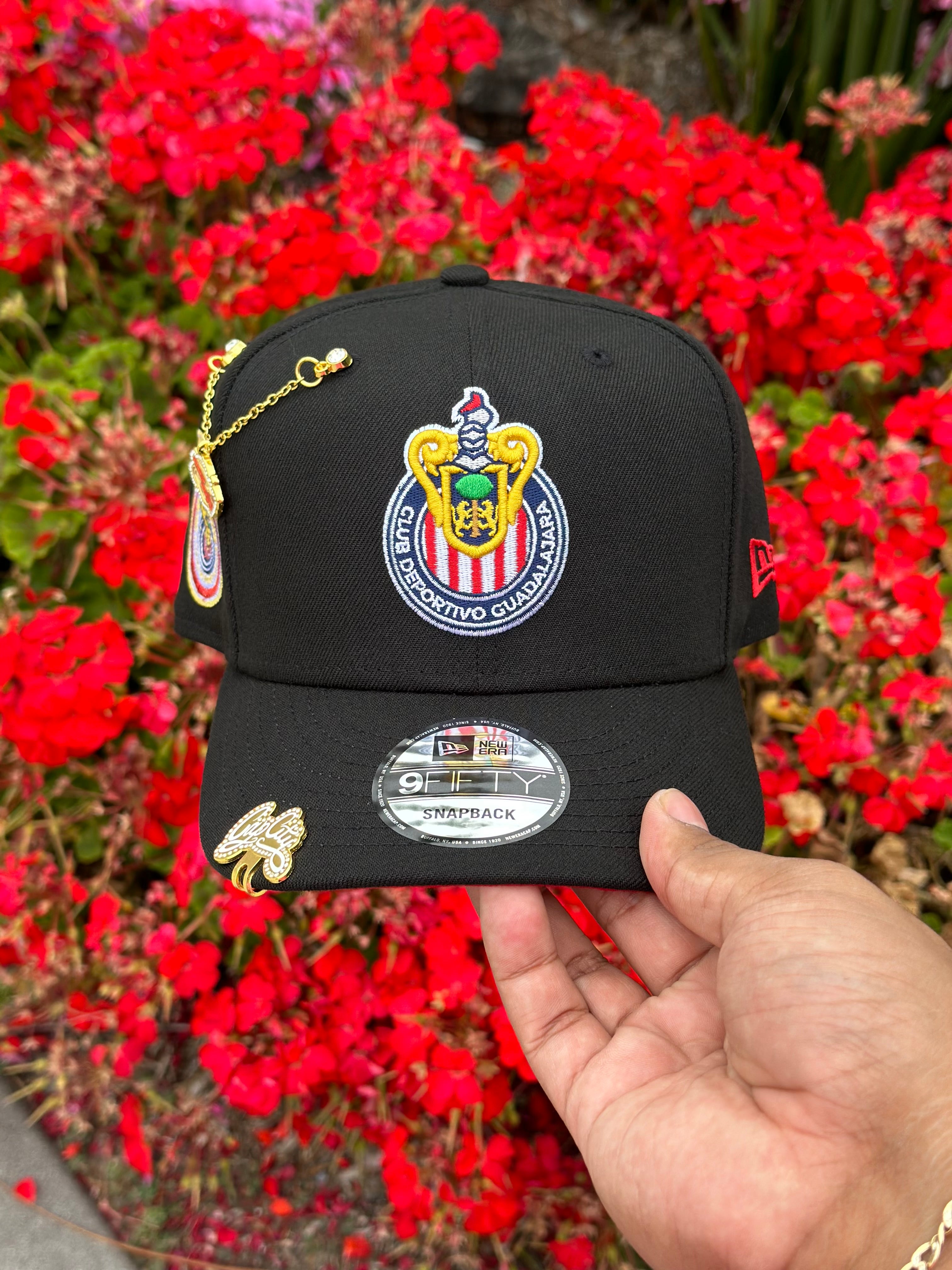 NEW ERA EXCLUSIVE 9FIFTY BLACK CHIVAS DE GUADALAJARA SNAPBACK W/ 115TH ANNIVERSARY SIDE PATCH