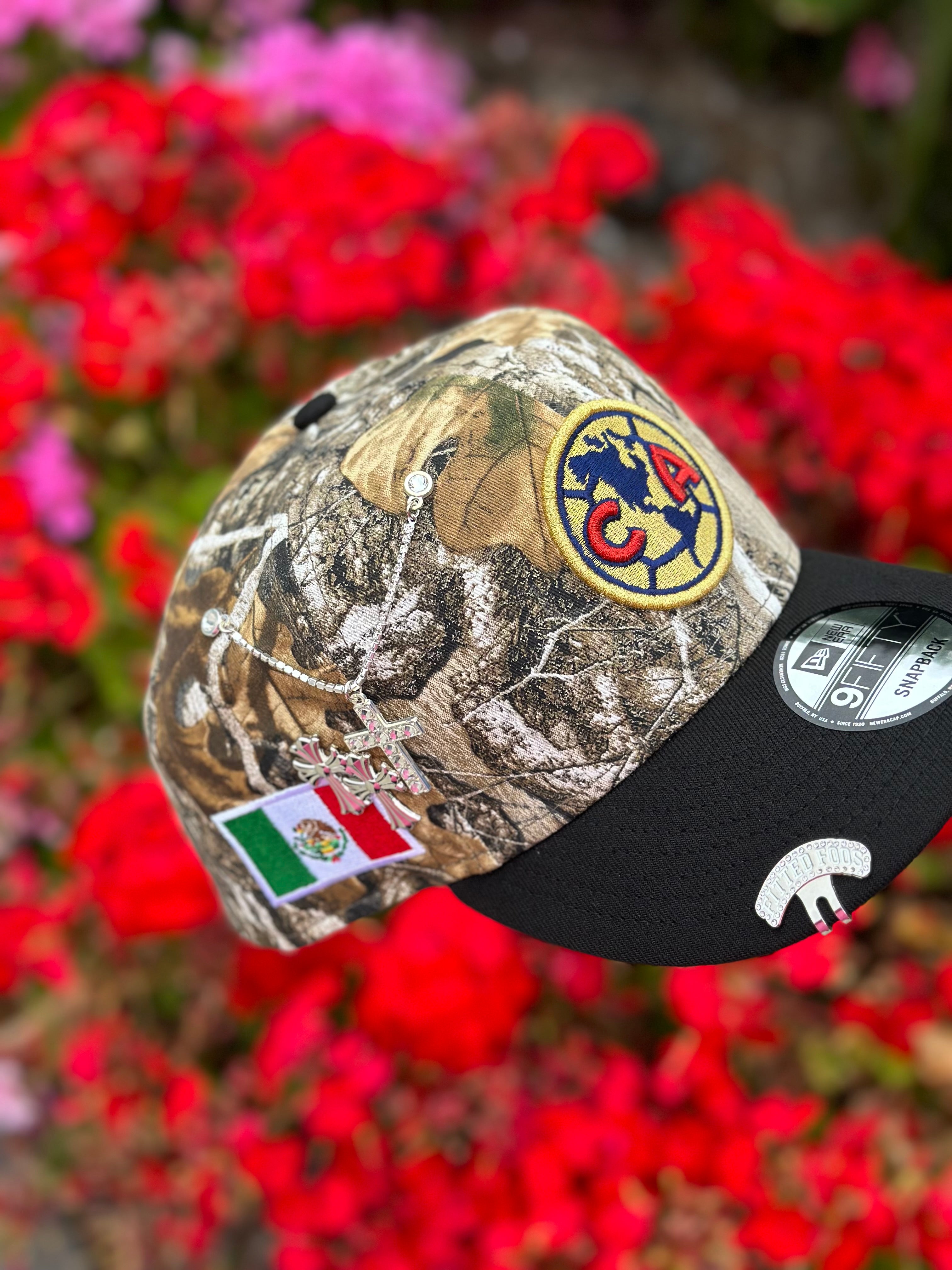 NEW ERA EXCLUSIVE 9FIFTY REALTREE/BLACK "CLUB AMERICA" SNAPBACK W/ MEXICO FLAG SIDEPATCH