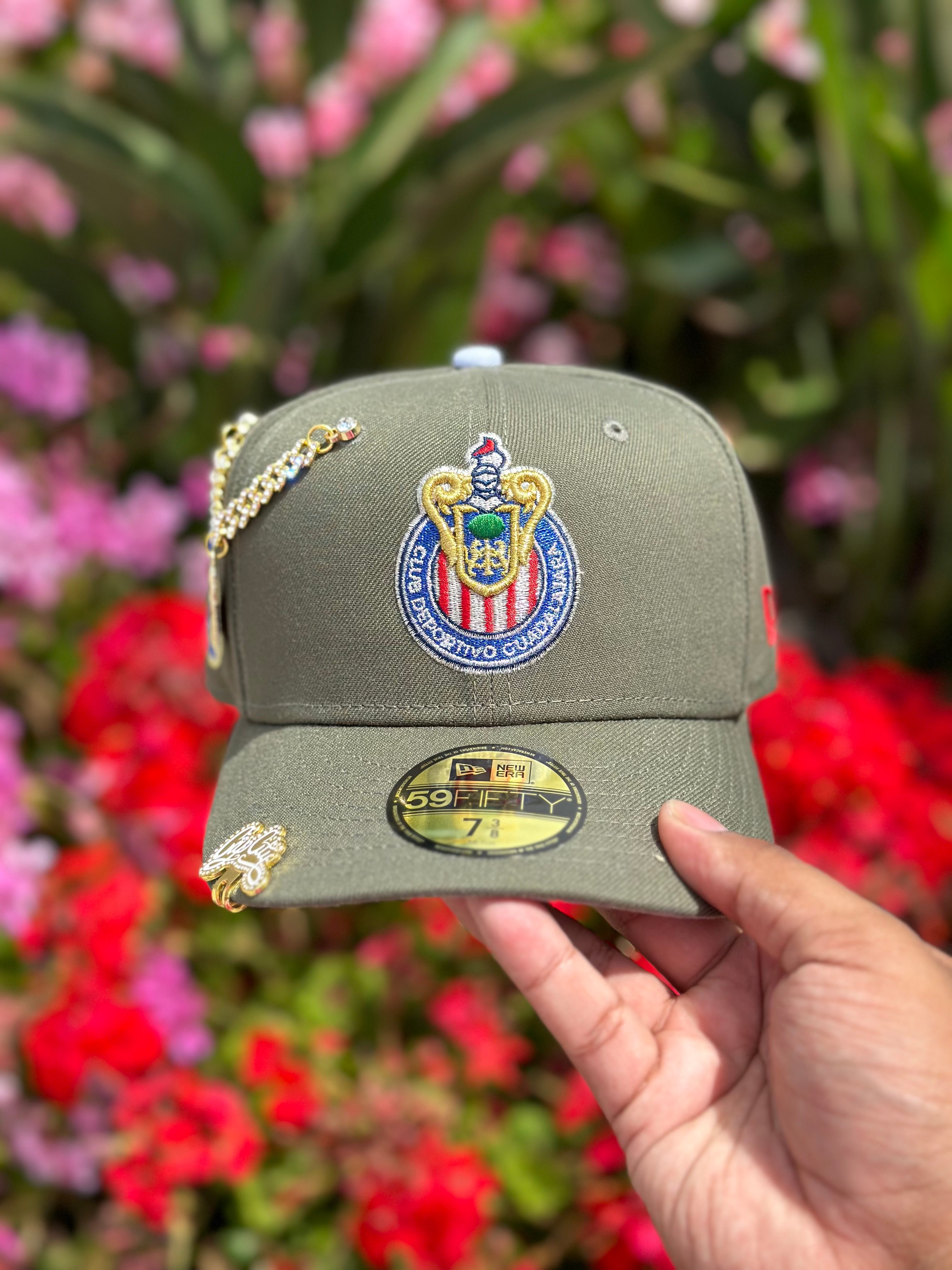 NEW ERA EXCLUSIVE 59FIFTY OLIVE GREEN "CHIVAS DE GUADALAJARA" W/ 115 ANNIVERSARY SIDEPATCH