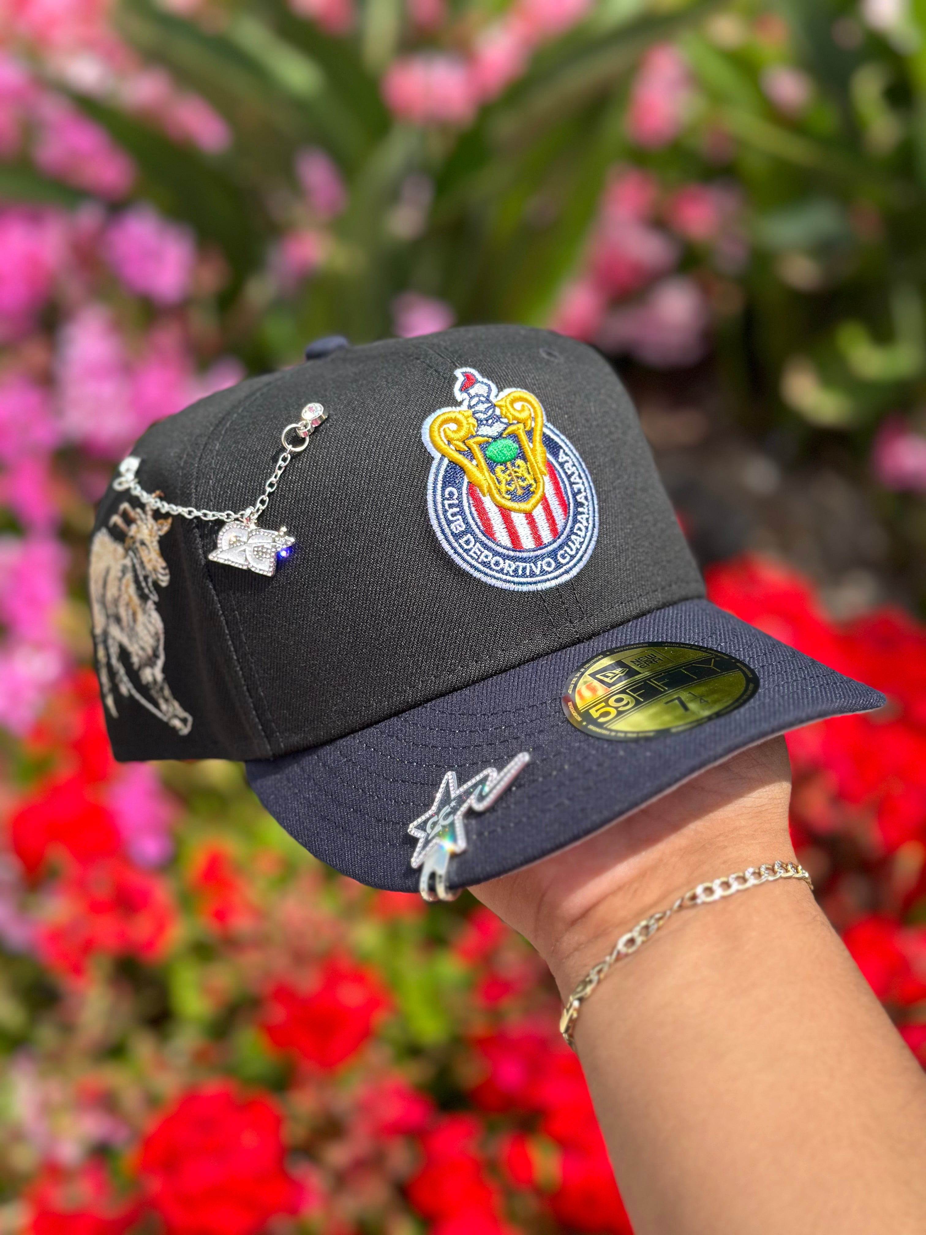 NEW ERA EXCLUSIVE 59FIFTY BLACK/NAVY "CHIVAS DE GUADALAJARA" W/ THE GOAT SIDEPATCH