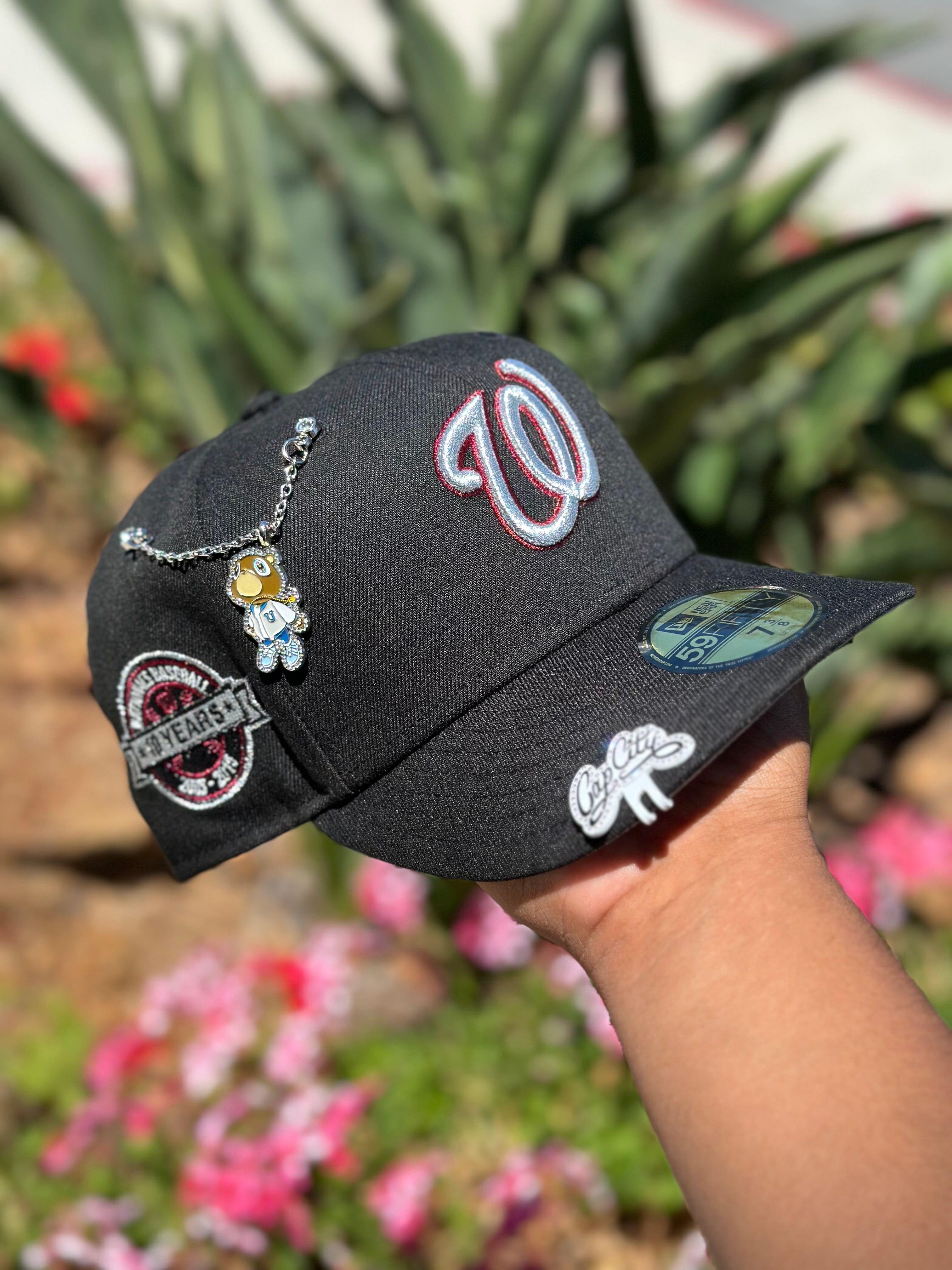 NEW ERA EXCLUSIVE 59FIFTY BLACK WASHINGTON NATIONALS W/ 10 YEARS SIDE PATCH