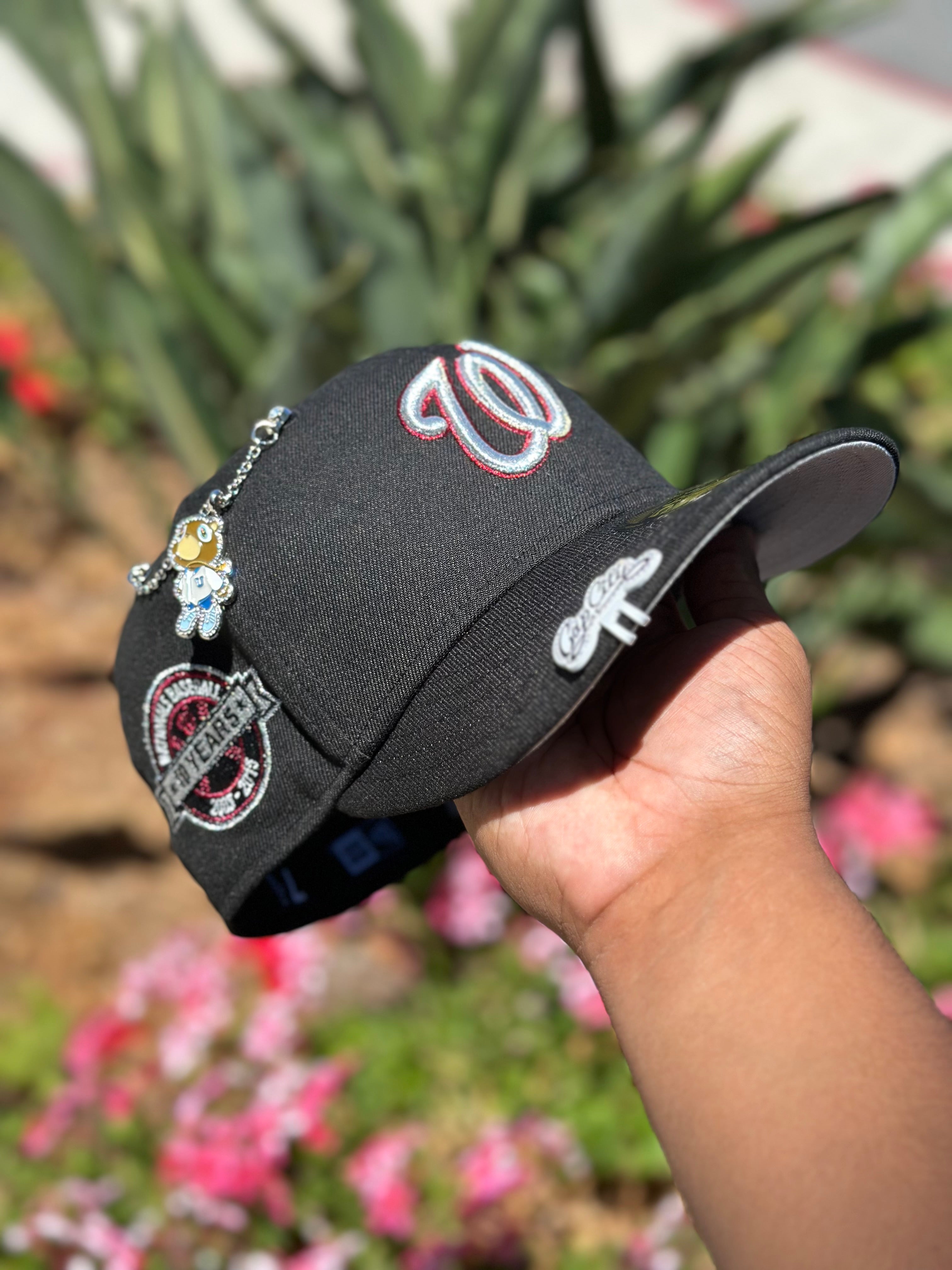 NEW ERA EXCLUSIVE 59FIFTY BLACK WASHINGTON NATIONALS W/ 10 YEARS SIDE PATCH