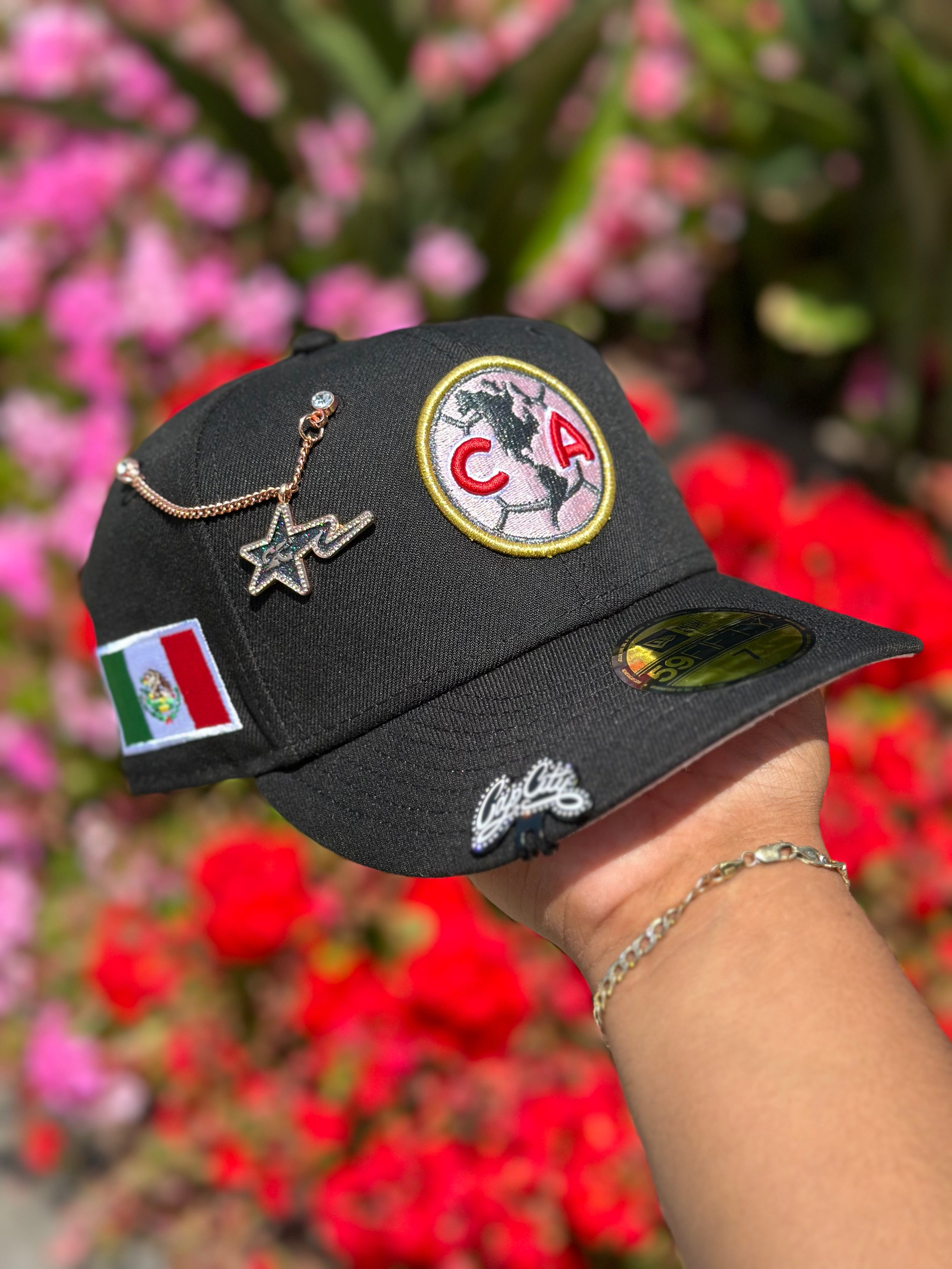 NEW ERA EXCLUSIVE 59FIFTY BLACK "CLUB AMERICA" W/ MEXICO FLAG SIDE PATCH