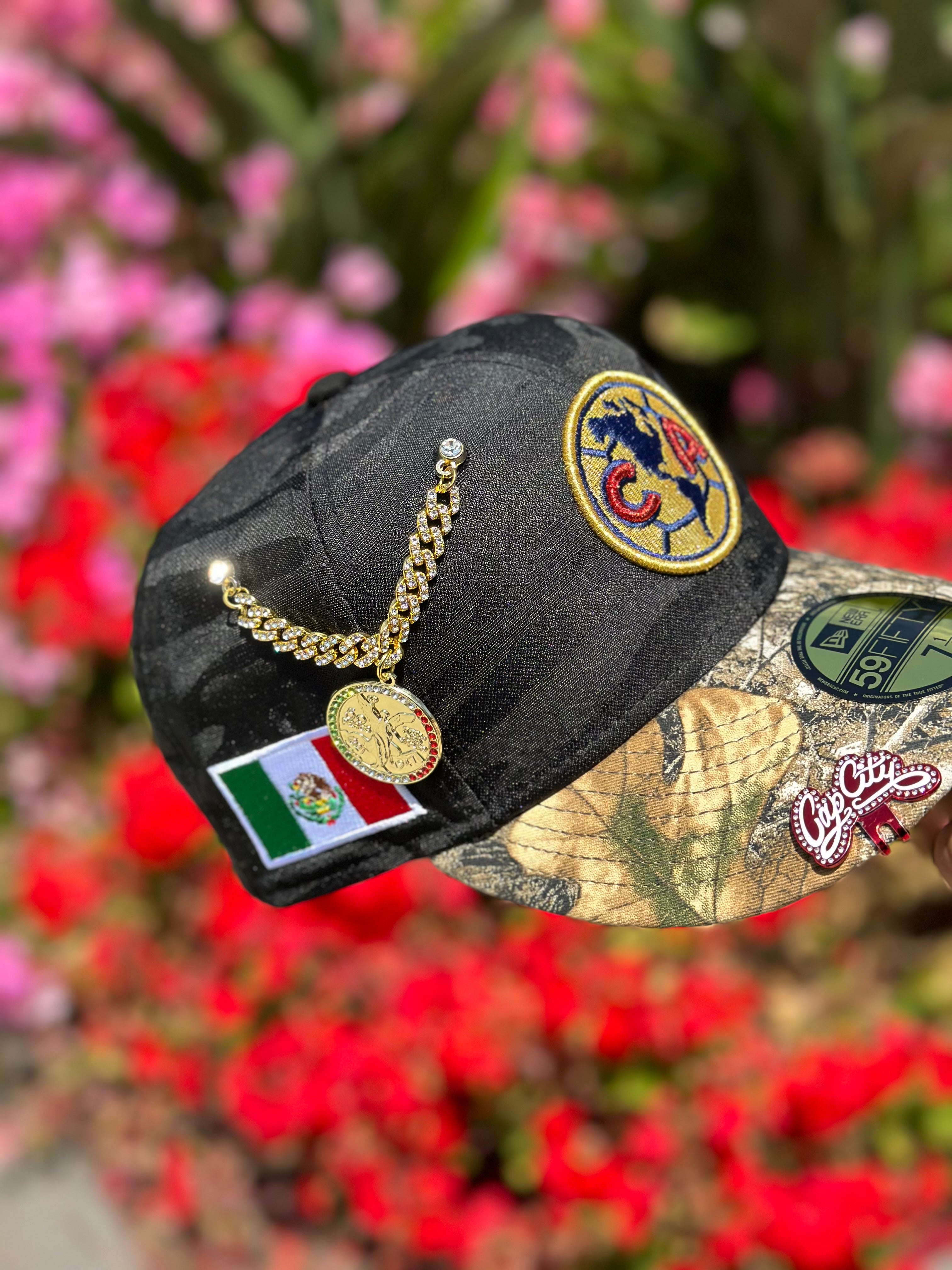 NEW ERA EXCLUSIVE 59FIFTY BLACK CAMO/REALTREE "CLUB AMERICA" W/ MEXICO FLAG SIDE PATCH