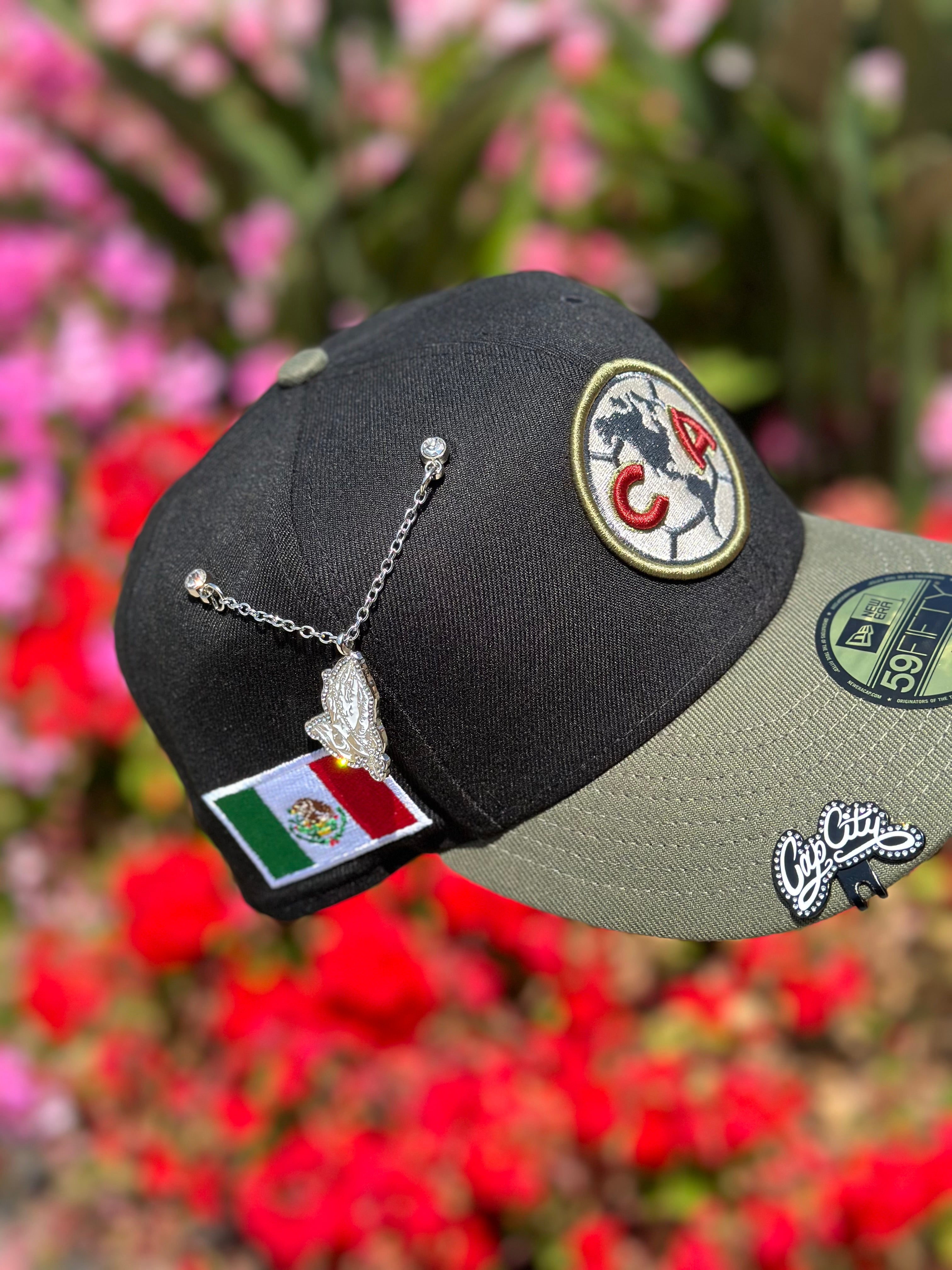 NEW ERA EXCLUSIVE 59FIFTY BLACK/OLIVE "CLUB AMERICA" W/ MEXICO FLAG SIDE PATCH
