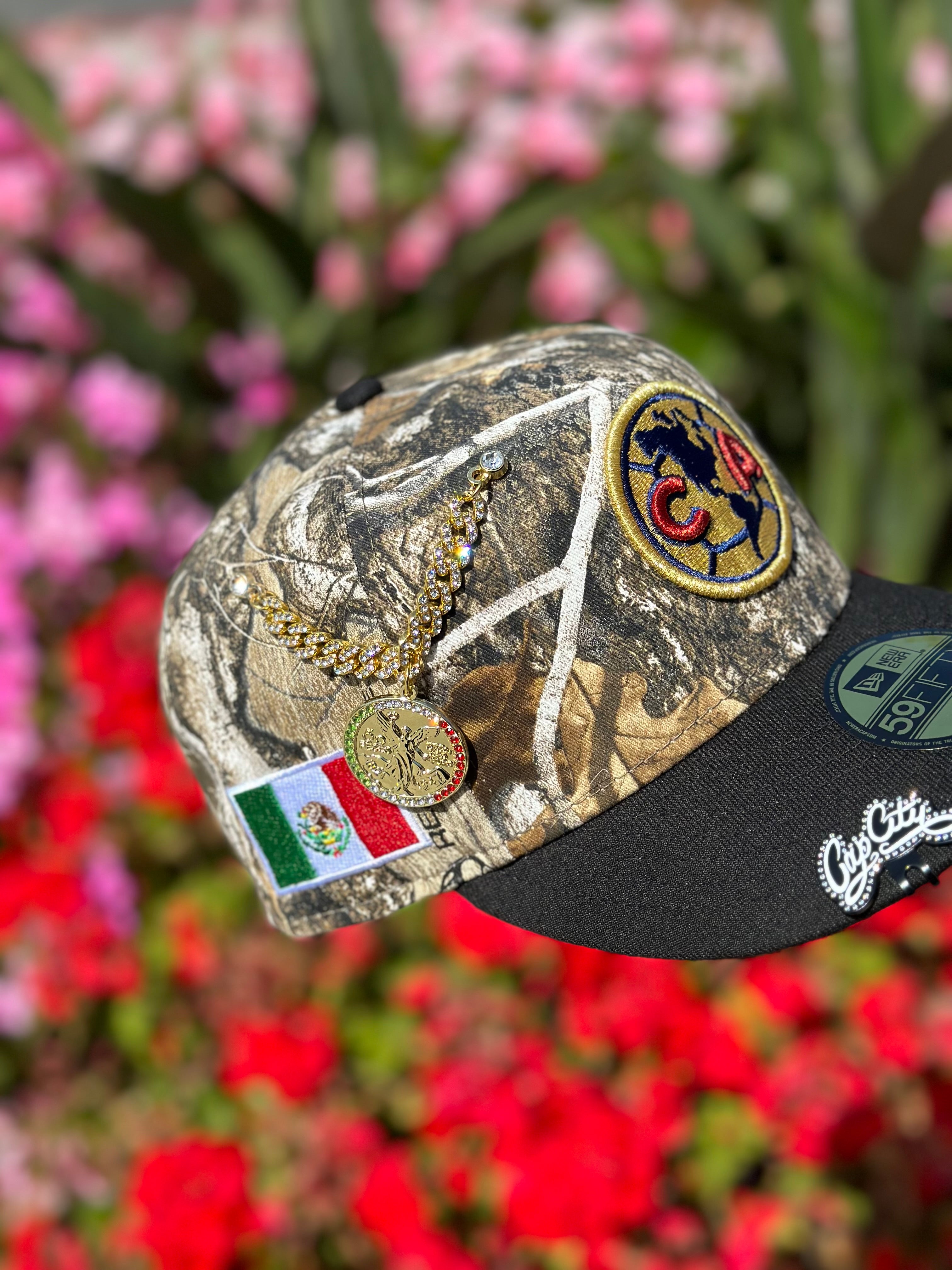 NEW ERA EXCLUSIVE 59FIFTY REALTREE/BLACK "CLUB AMERICA" W/ MEXICO FLAG SIDE PATCH