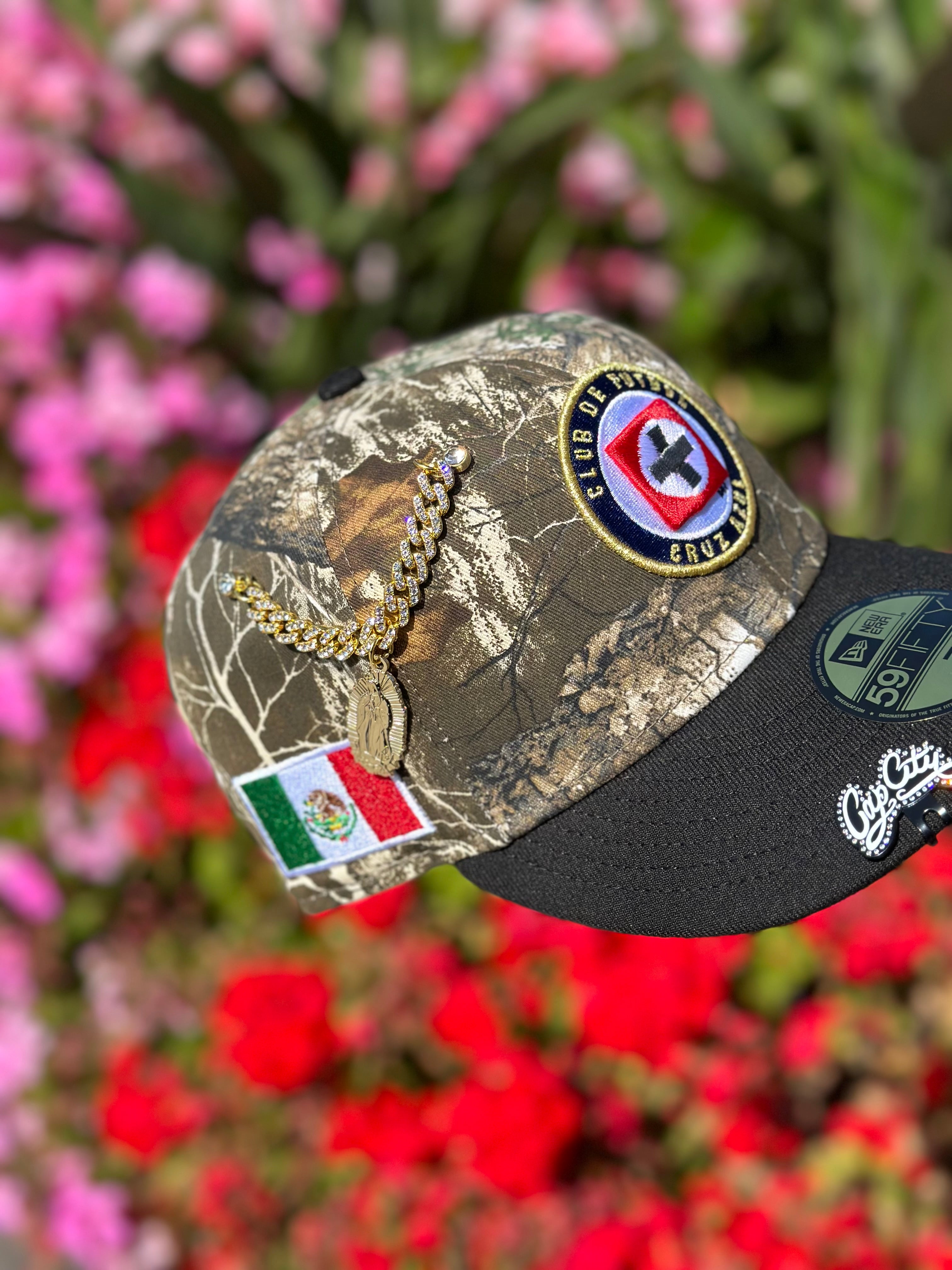 NEW ERA EXCLUSIVE 59FIFTY REALTREE/BLACK "CLUB CRUZ AZUL" W/ MEXICO FLAG SIDE PATCH