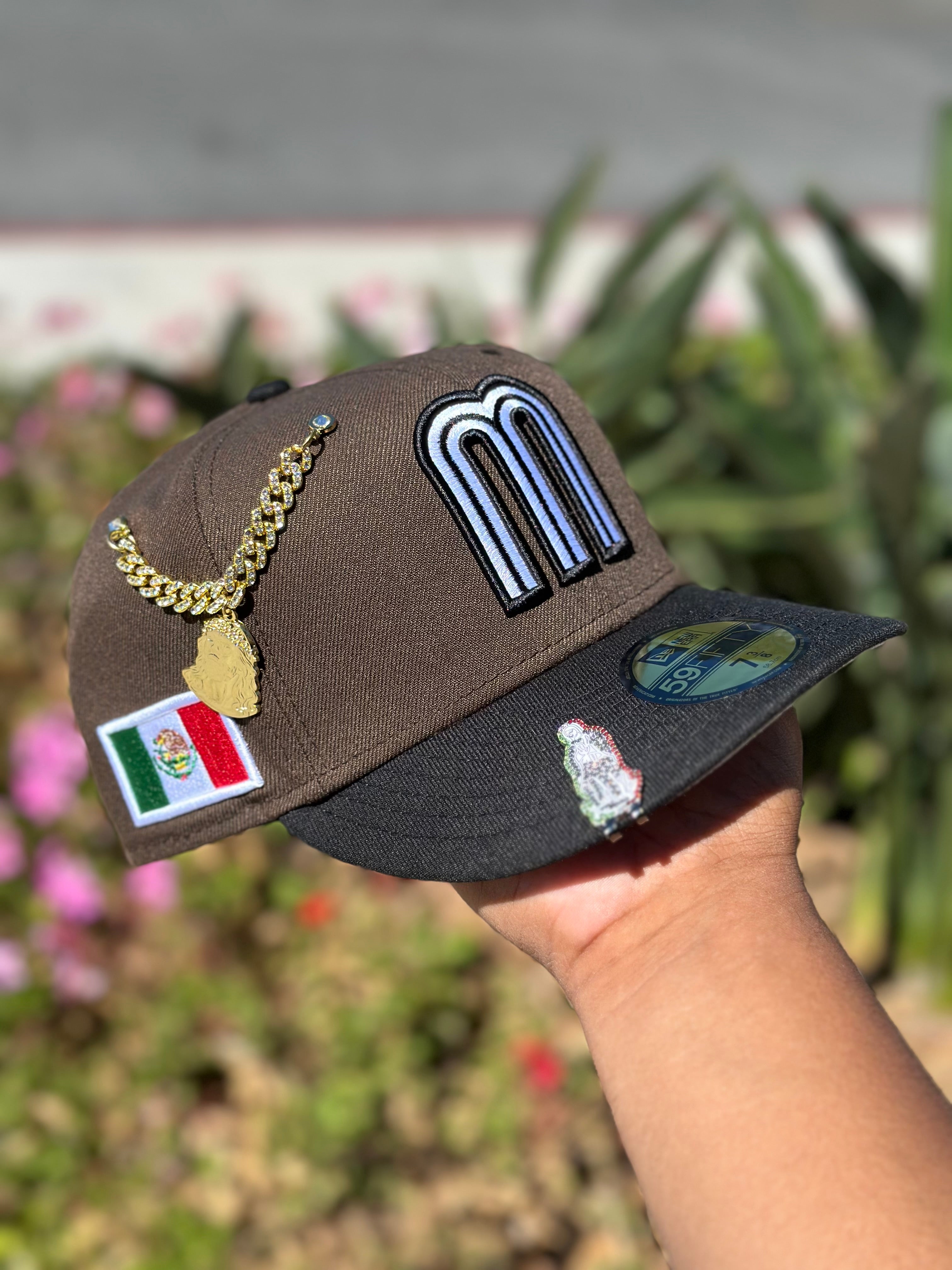 NEW ERA EXCLUSIVE 59FIFTY MOCHA/BLACK MEXICO W/ MEXICO FLAG SIDE PATCH