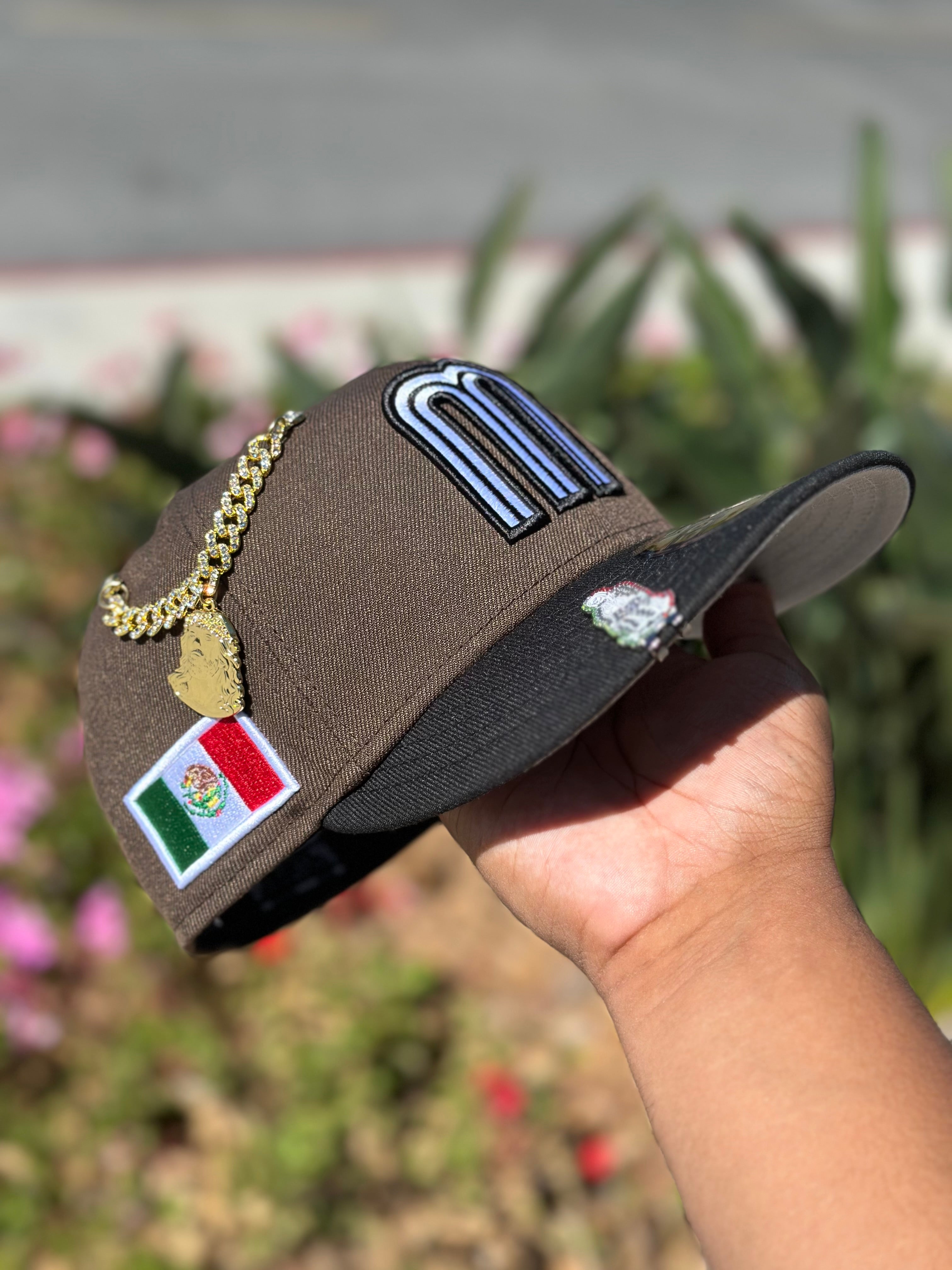 NEW ERA EXCLUSIVE 59FIFTY MOCHA/BLACK MEXICO W/ MEXICO FLAG SIDE PATCH