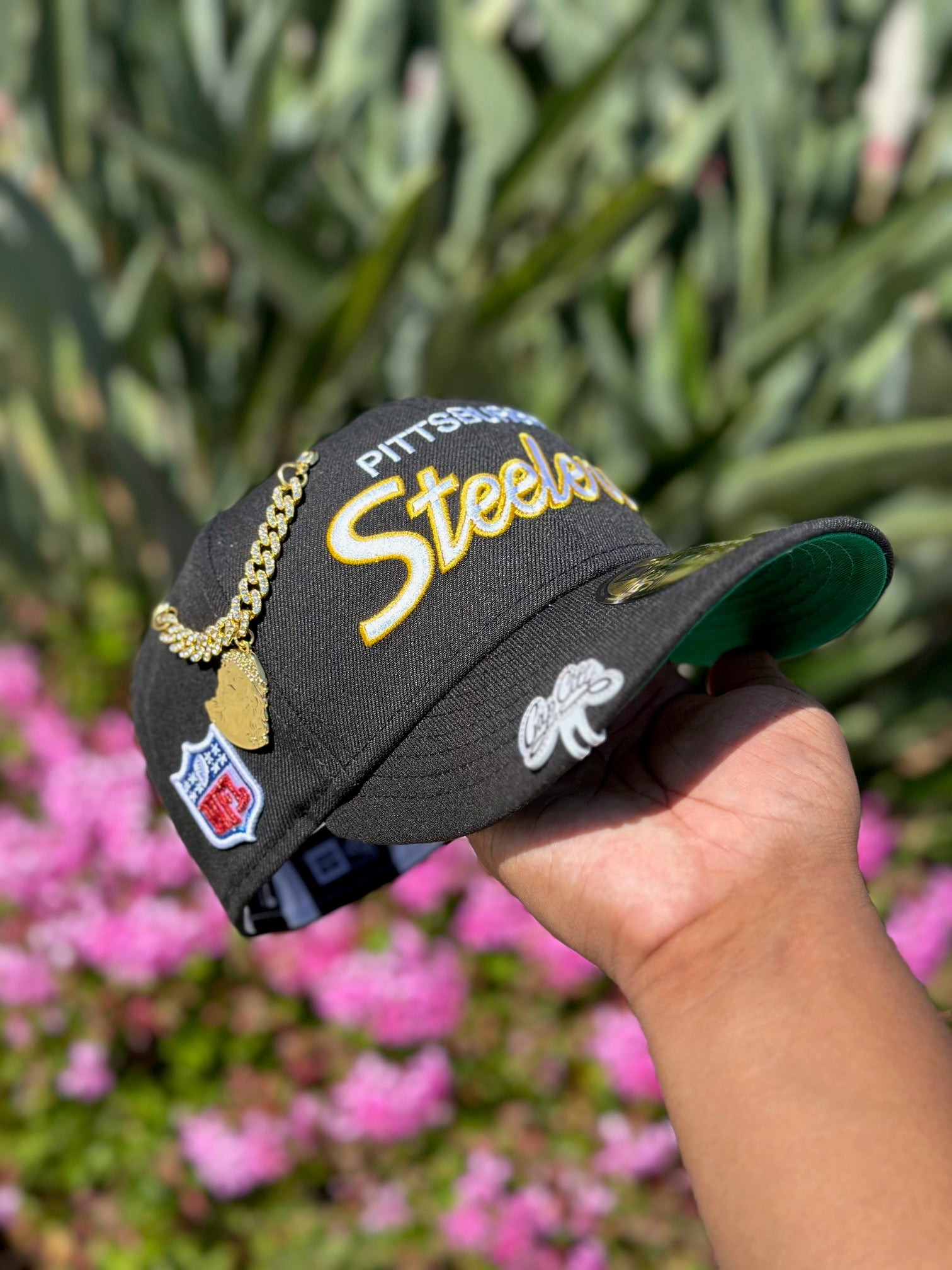 GUIÓN EXCLUSIVO DE NEW ERA 59FIFTY NEGRO/AMARILLO AL REVÉS DE LOS STEELERS DE PITTSBURGH CON PARCHE LATERAL DE LA TEMPORADA 80 