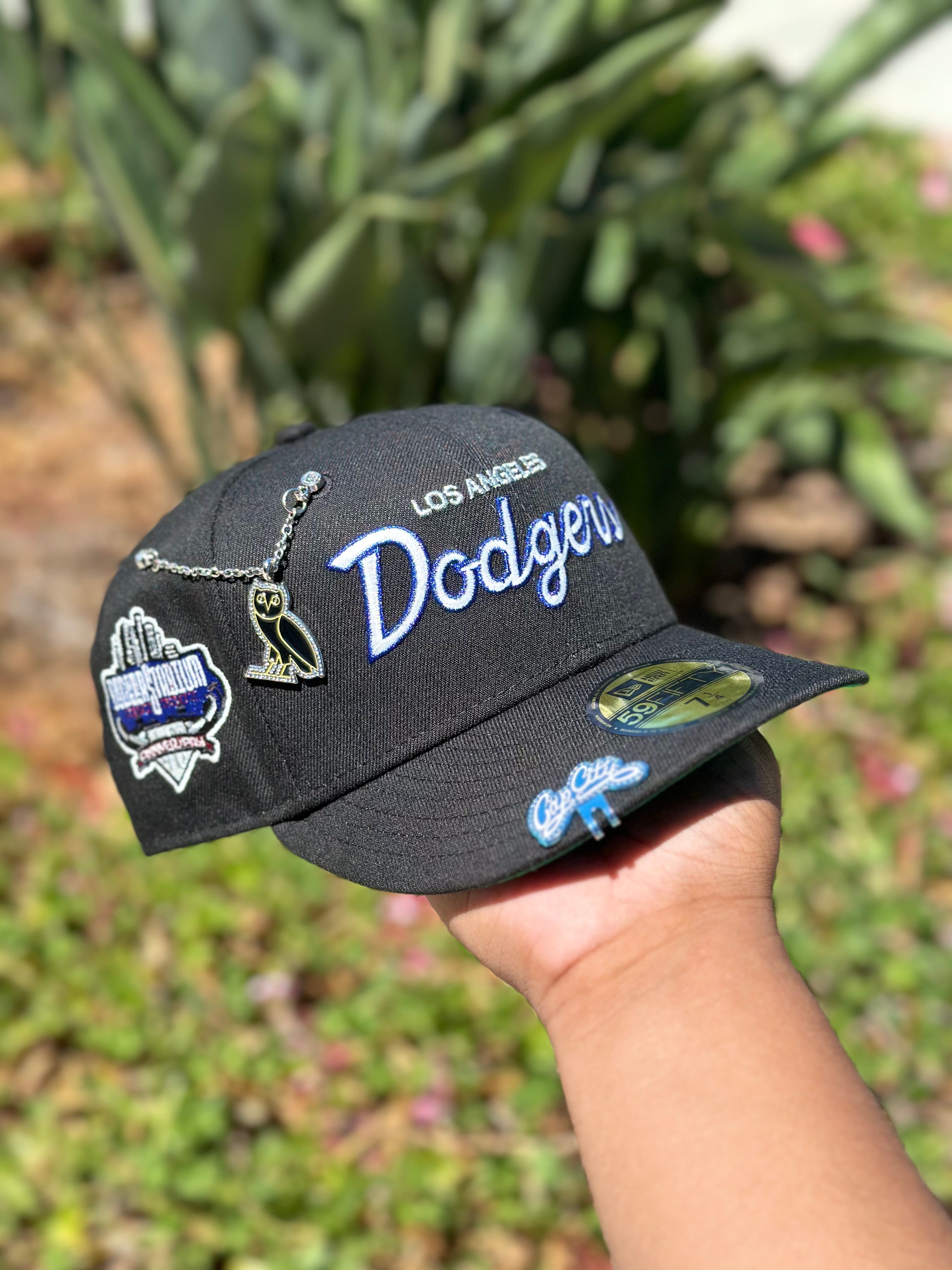 NEW ERA 59FIFTY BLACK LOS ANGELES DODGERS SCRIPT W/ 40TH ANNIVERSARY SIDE PATCH