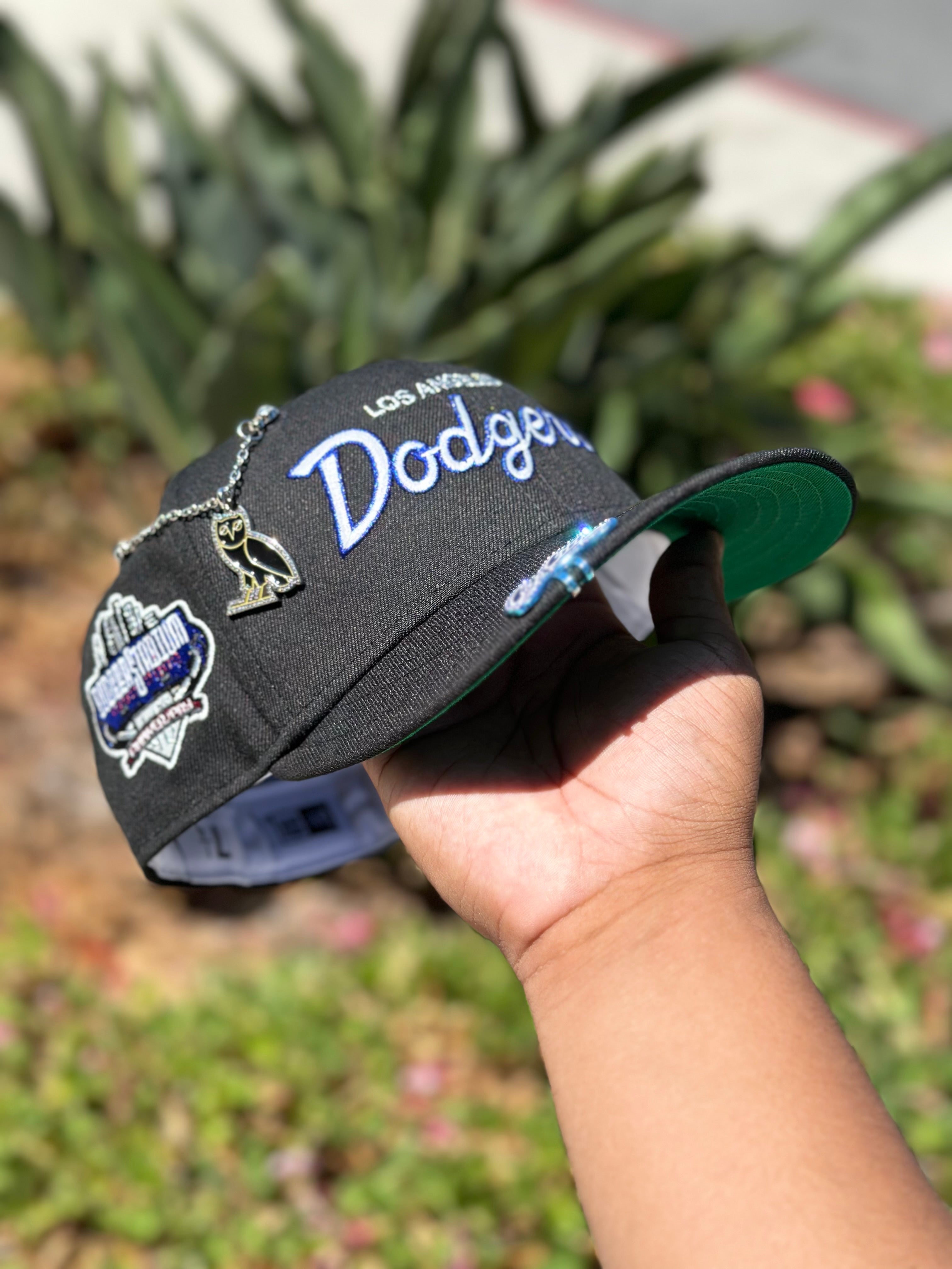 NEW ERA 59FIFTY BLACK LOS ANGELES DODGERS SCRIPT W/ 40TH ANNIVERSARY SIDE PATCH