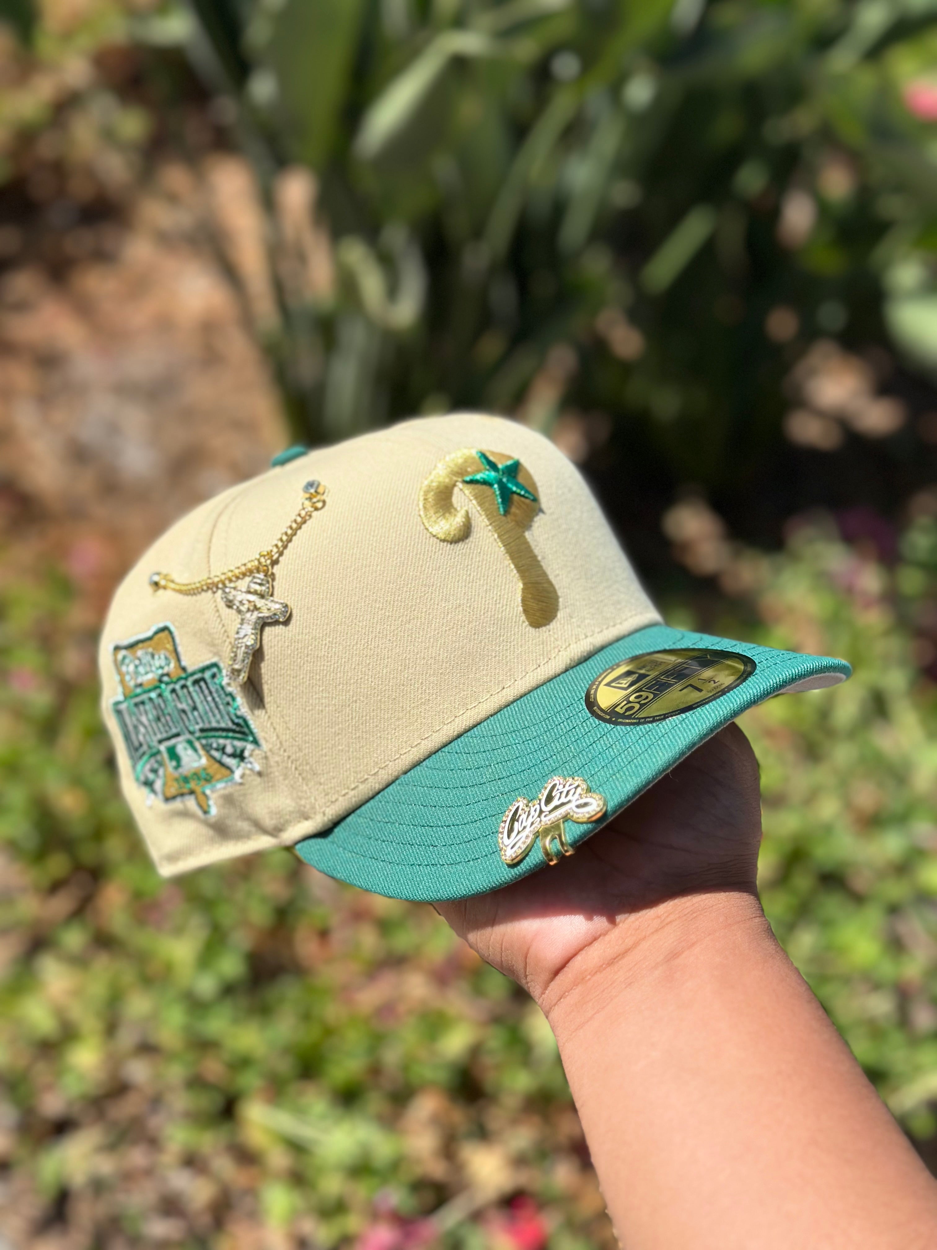 NEW ERA EXCLUSIVE 59FIFTY VEGAS GOLD/PINE GREEN PHILADELPHIA PHILLIES W/ 1996 ALL STAR GAME PATCH