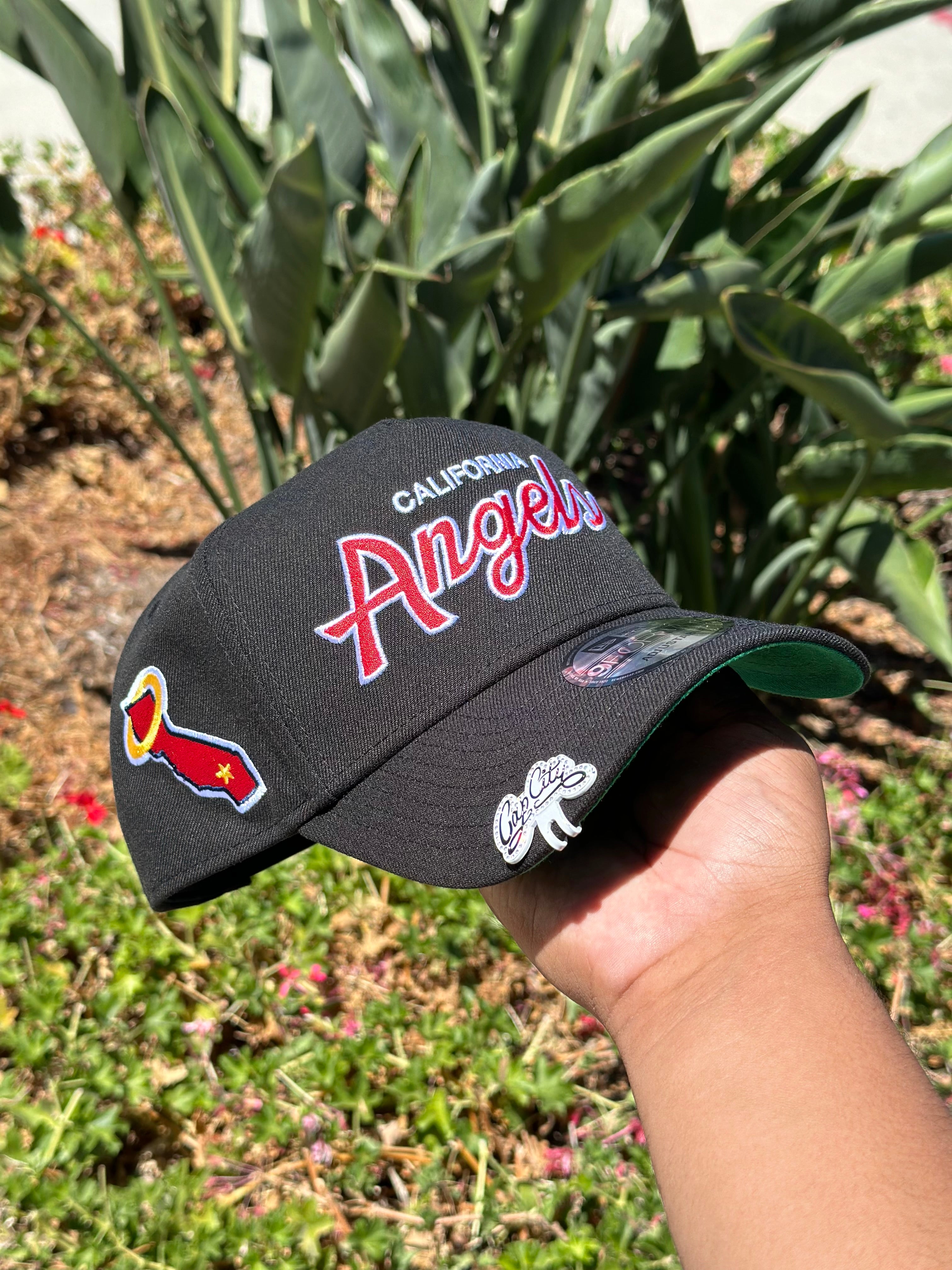 NEW ERA EXCLUSIVE 9FORTY A-FRAME BLACK "CALIFORNIA ANGELS" SCRIPT W/ STATE LOGO SIDE PATCH