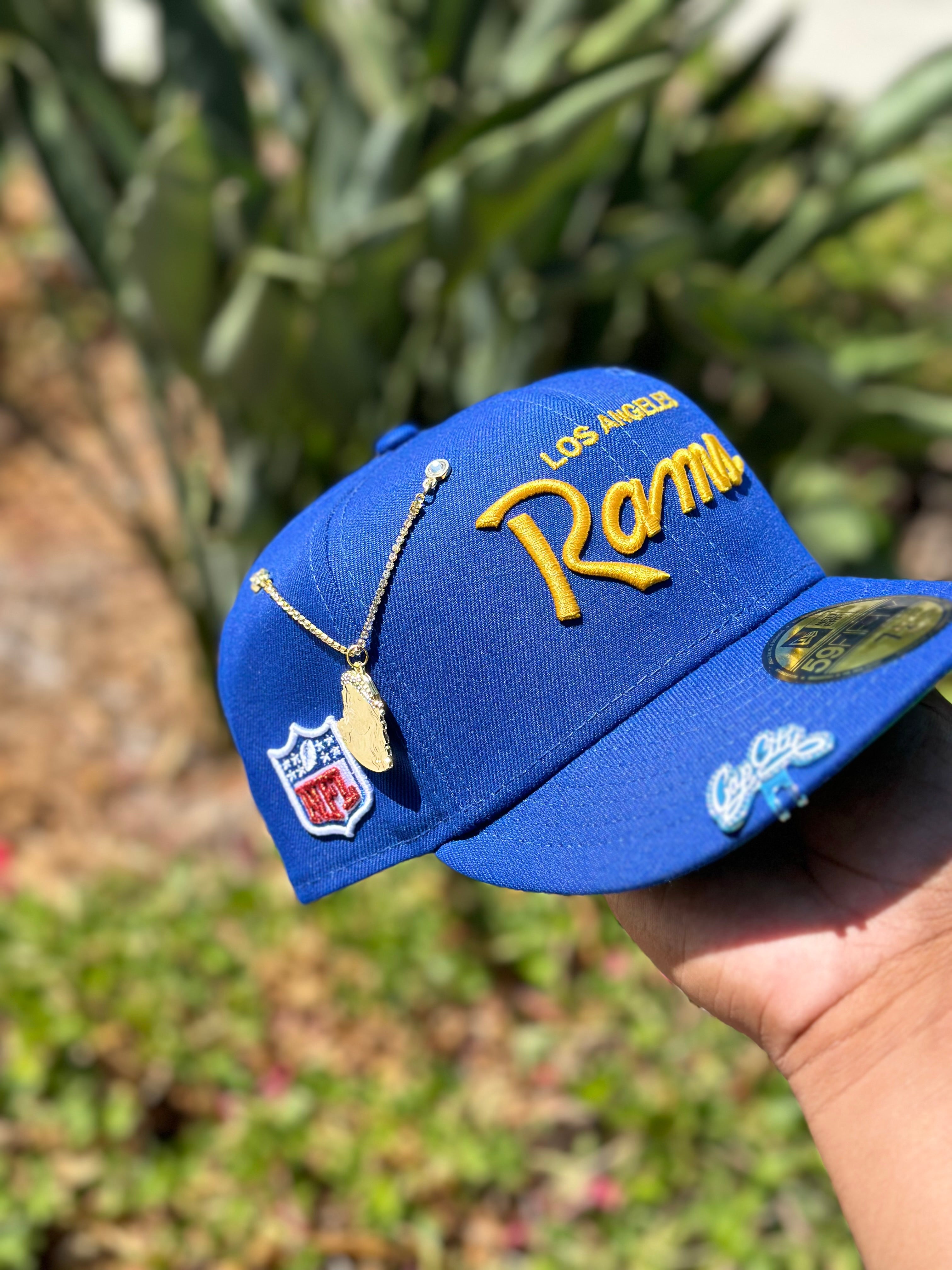 NEW ERA EXCLUSIVE 59FIFTY BLUE LOS ANGELES RAMS W/ NFL LOGO SIDE PATCH