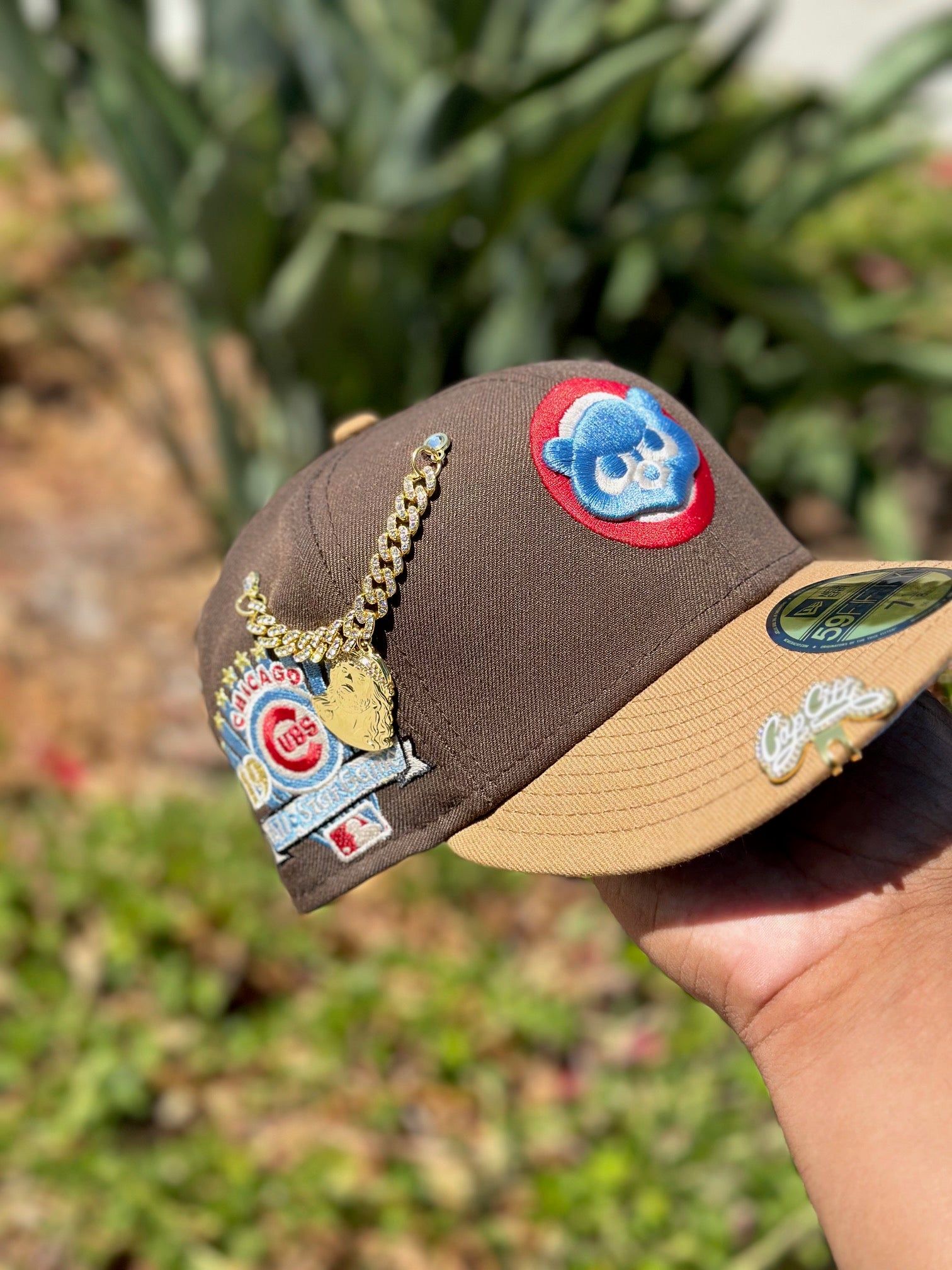 NEW ERA EXCLUSIVE 59FIFTY MOCHA/KHAKI CHICAGO CUBS W/ 1990 ALL STAR GAME PATCH