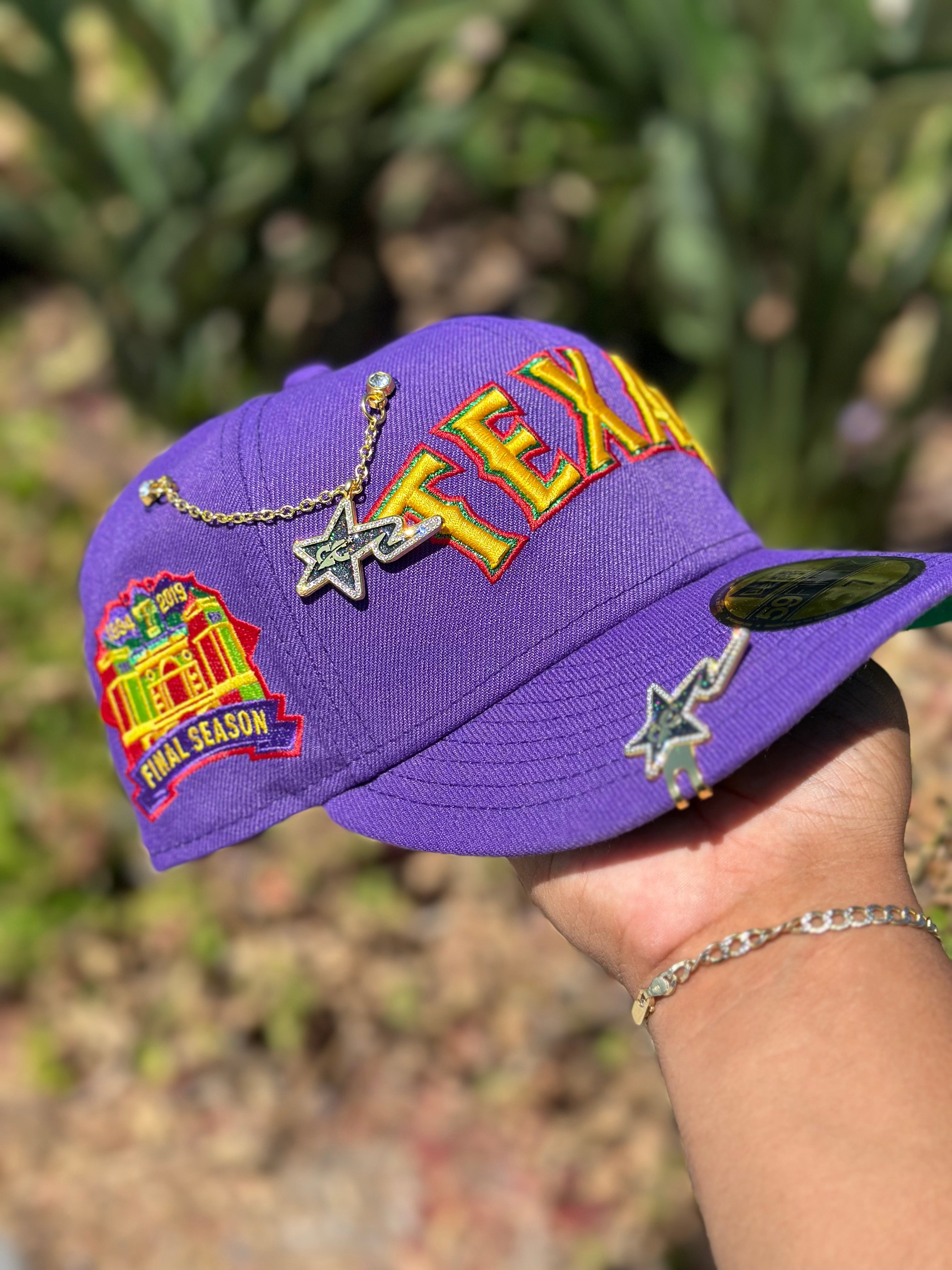 NEW ERA EXCLUSIVE 59FIFTY PURPLE TEXAS RANGERS SCRIPT W/ FINAL SEASON SIDE PATCH