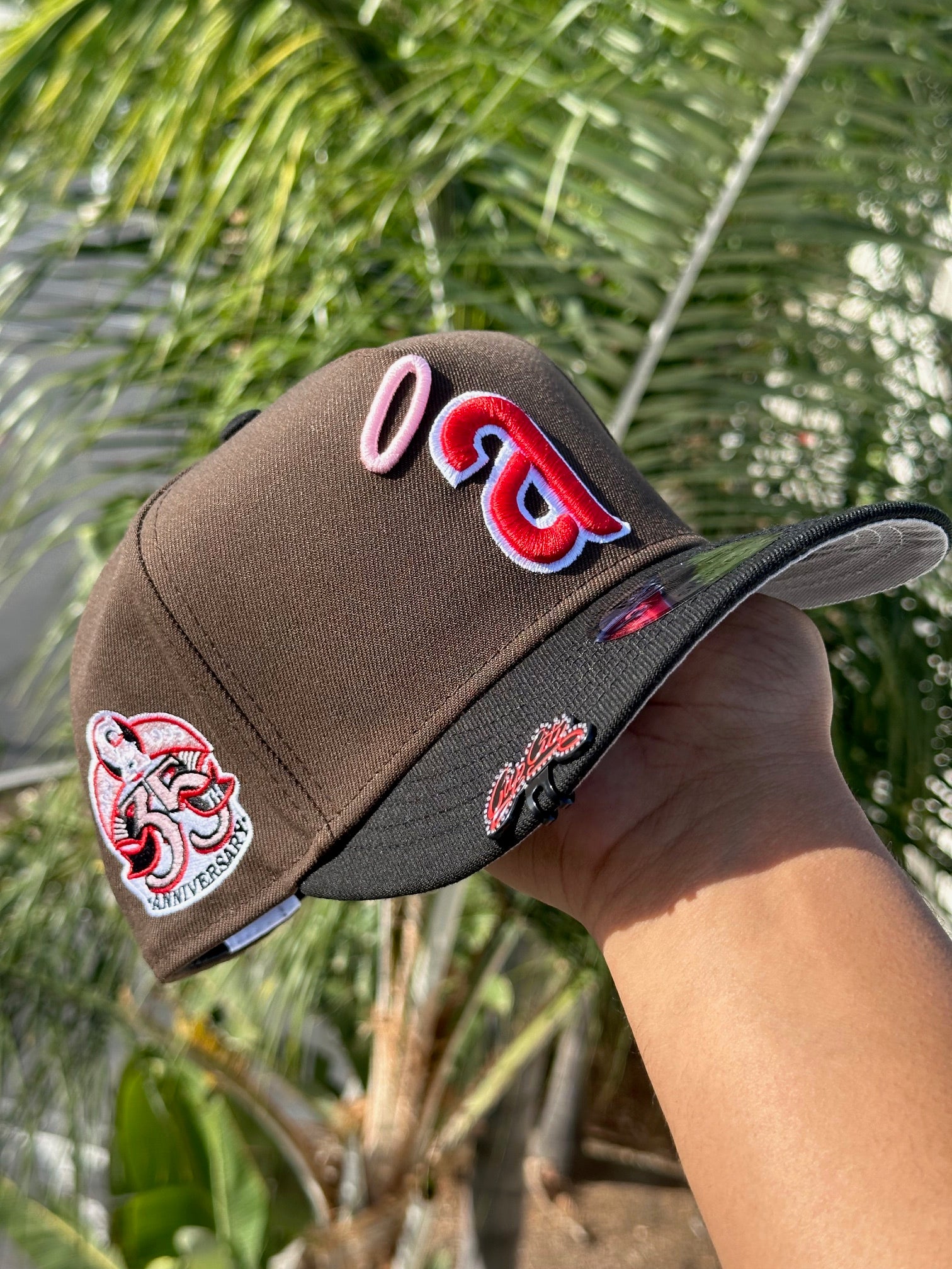 NEW ERA EXCLUSIVE 9FIFTY A-FRAME MOCHA/BLACK ANAHEIM ANGELS W/ 35TH ANNIVERSARY SIDE PATCH