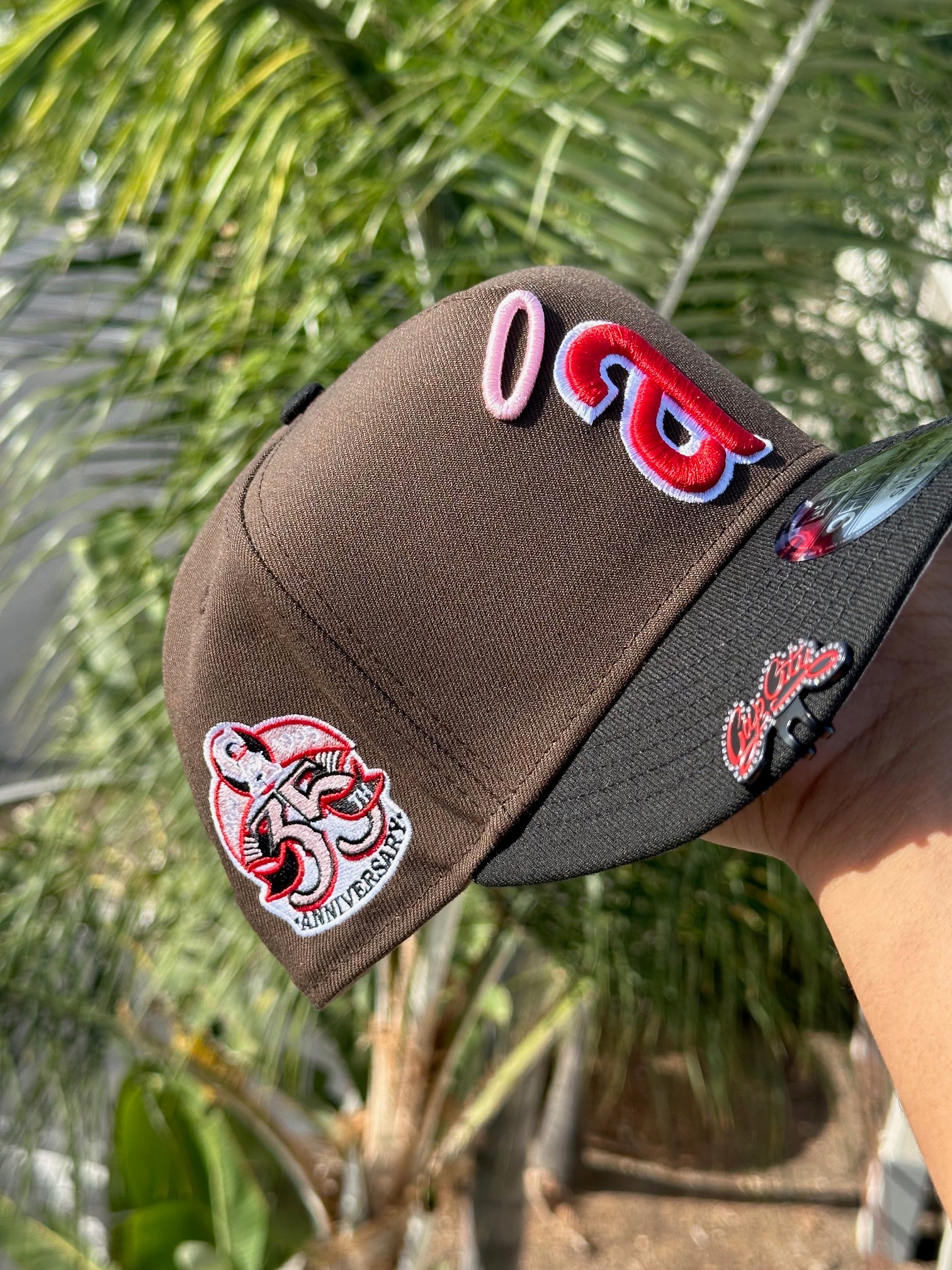 NEW ERA EXCLUSIVE 9FIFTY A-FRAME MOCHA/BLACK ANAHEIM ANGELS W/ 35TH ANNIVERSARY SIDE PATCH