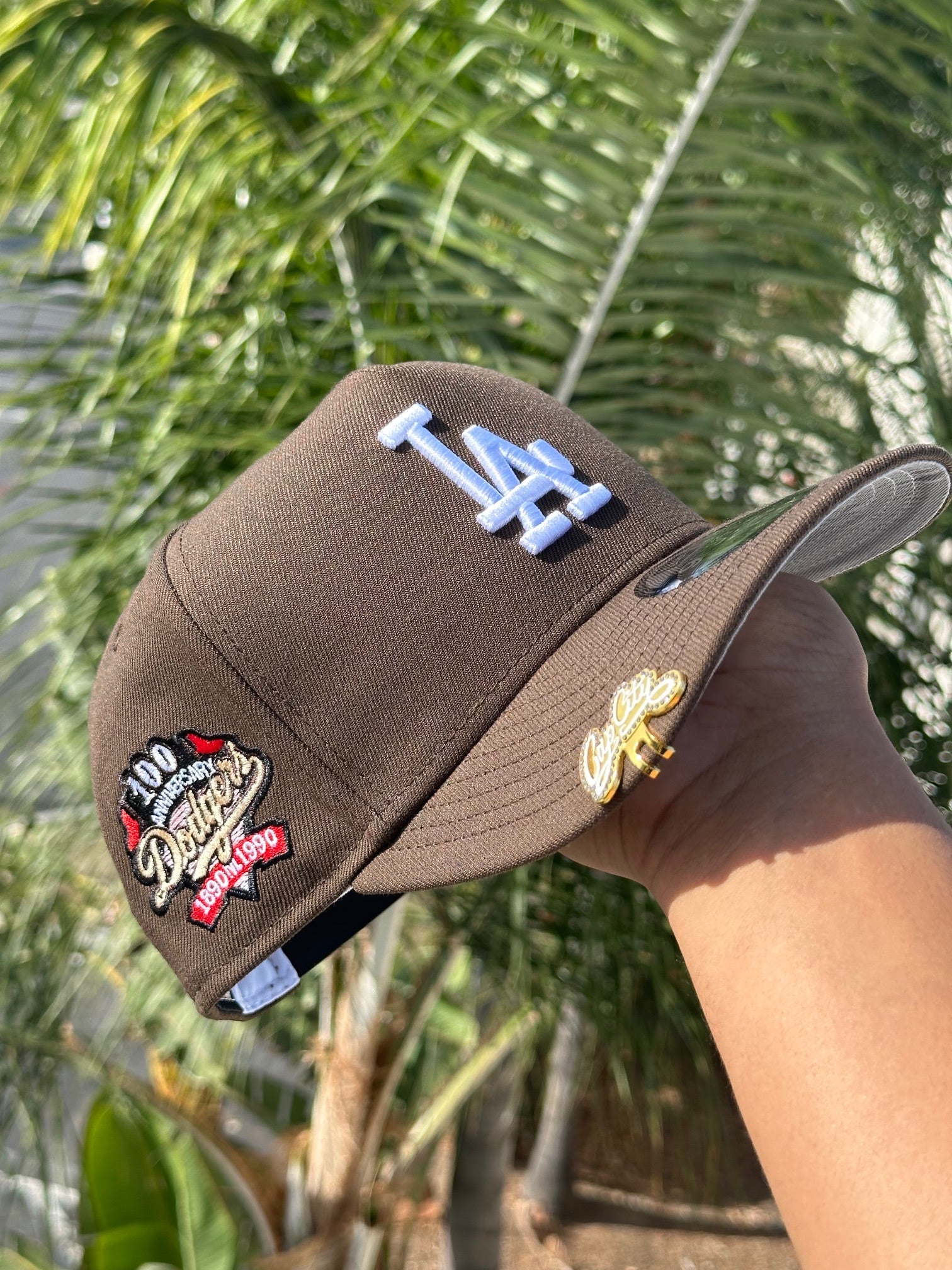 NEW ERA EXCLUSIVE 9FIFTY A-FRAME BROWN LOS ANGELES DODGERS SNAPBACK W/ 100TH ANNIVERSARY SIDE PATCH