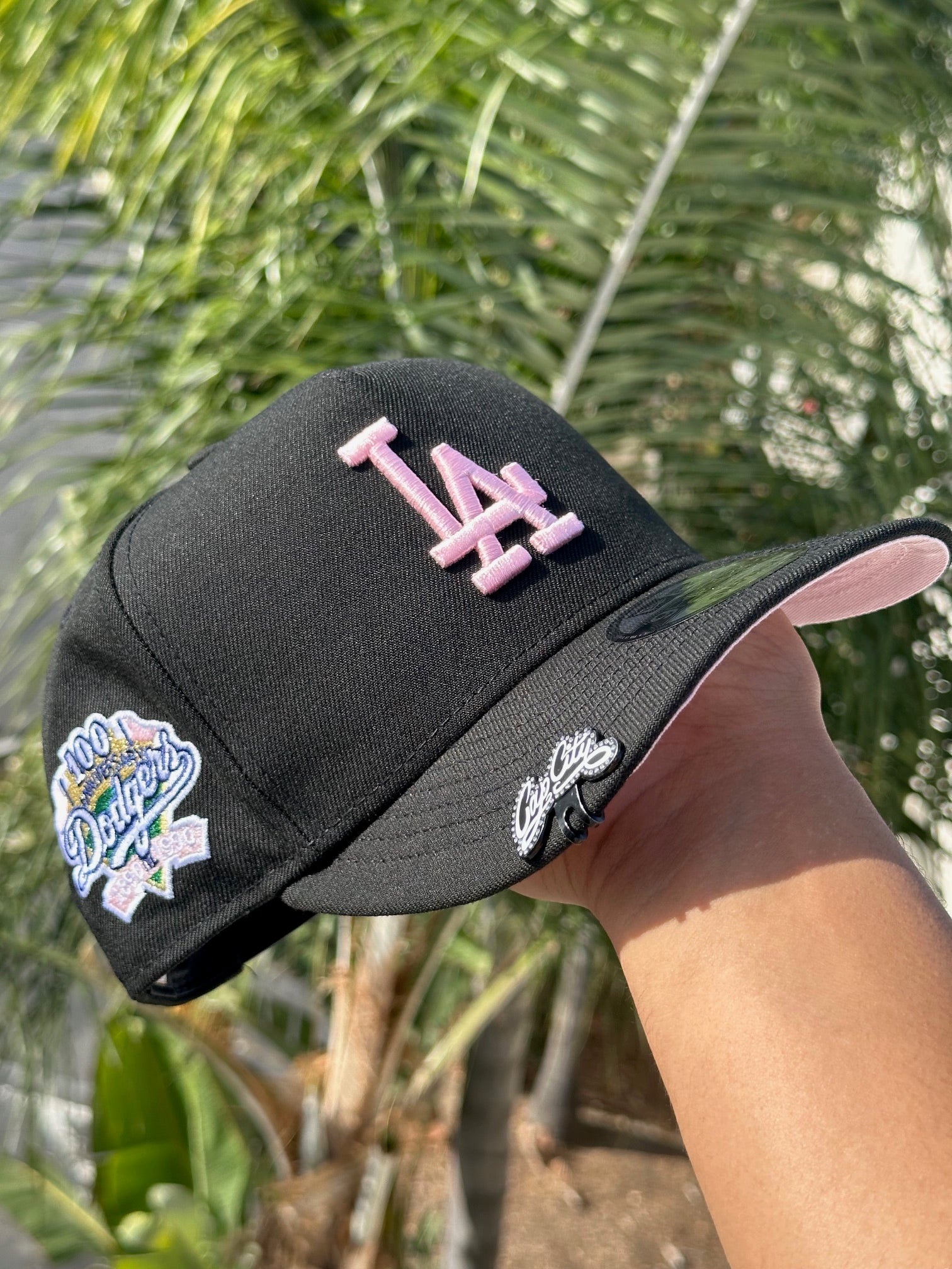 NEW ERA EXCLUSIVE 9FIFTY A-FRAME BLACK LOS ANGELES DODGERS SNAPBACK W/ 100TH ANNIVERSARY SIDE PATCH