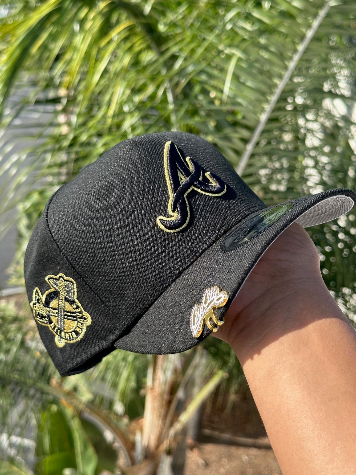 NEW ERA EXCLUSIVE 9FIFTY A-FRAME BLACK ATLANTA BRAVES SNAPBACK W/ 1870 ATLANTA BRAVES SIDE PATCH