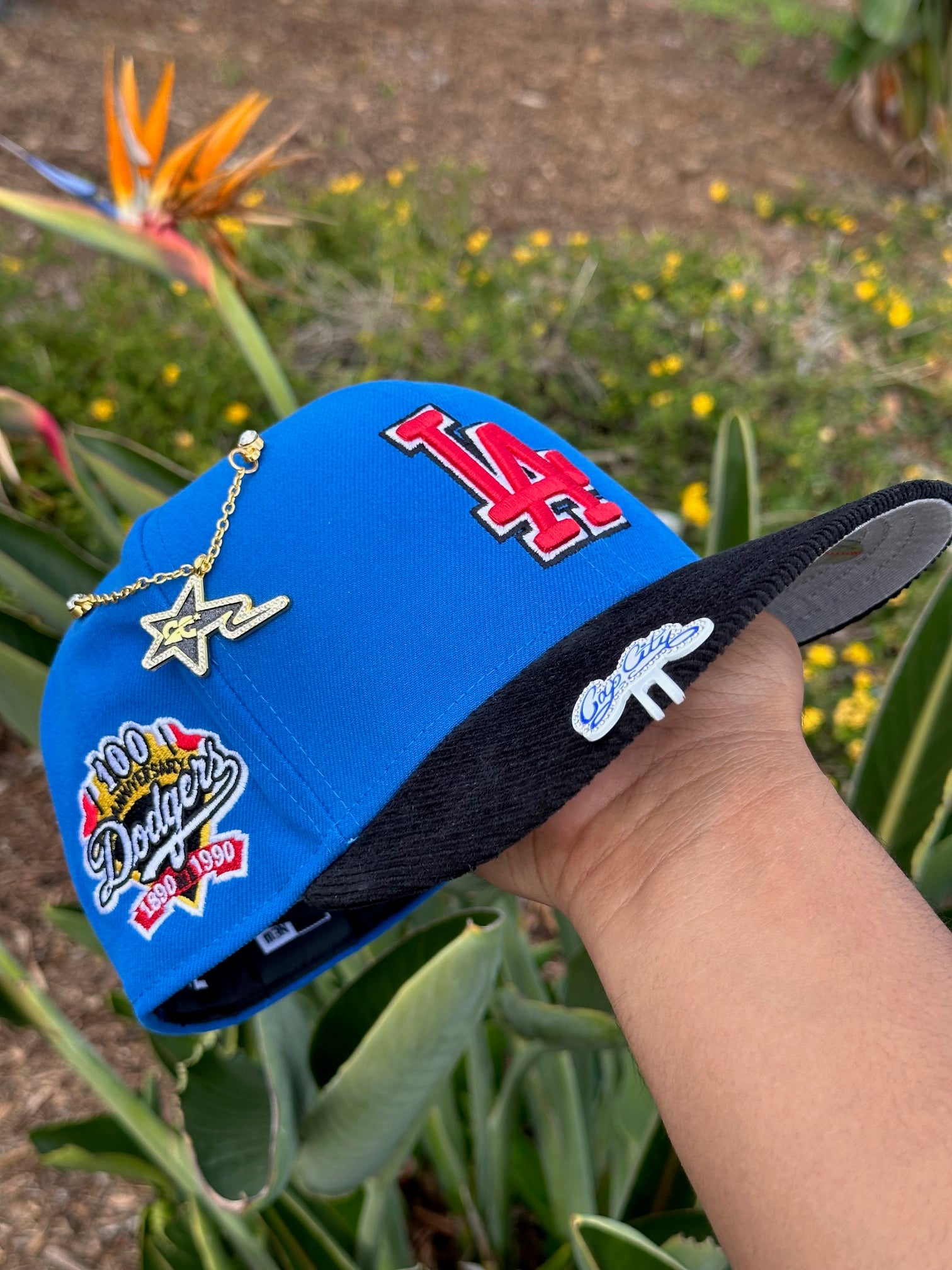 NEW ERA EXCLUSIVE 59FIFTY BLUE/CORDUROY LOS ANGELES DODGERS W/ 100TH ANNIVERSARY SIDE PATCH