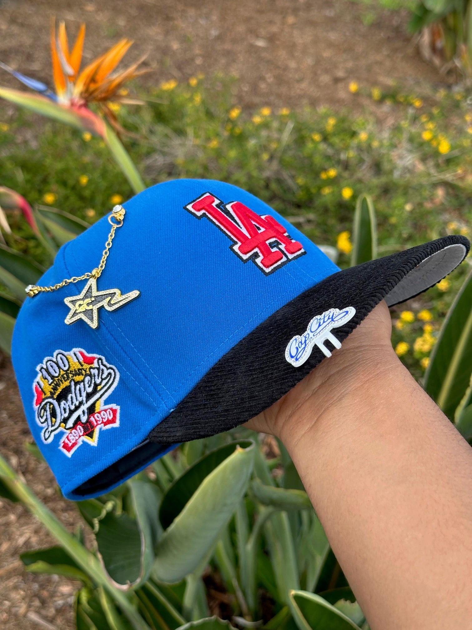 NEW ERA EXCLUSIVE 59FIFTY BLUE/CORDUROY LOS ANGELES DODGERS W/ 100TH ANNIVERSARY SIDE PATCH