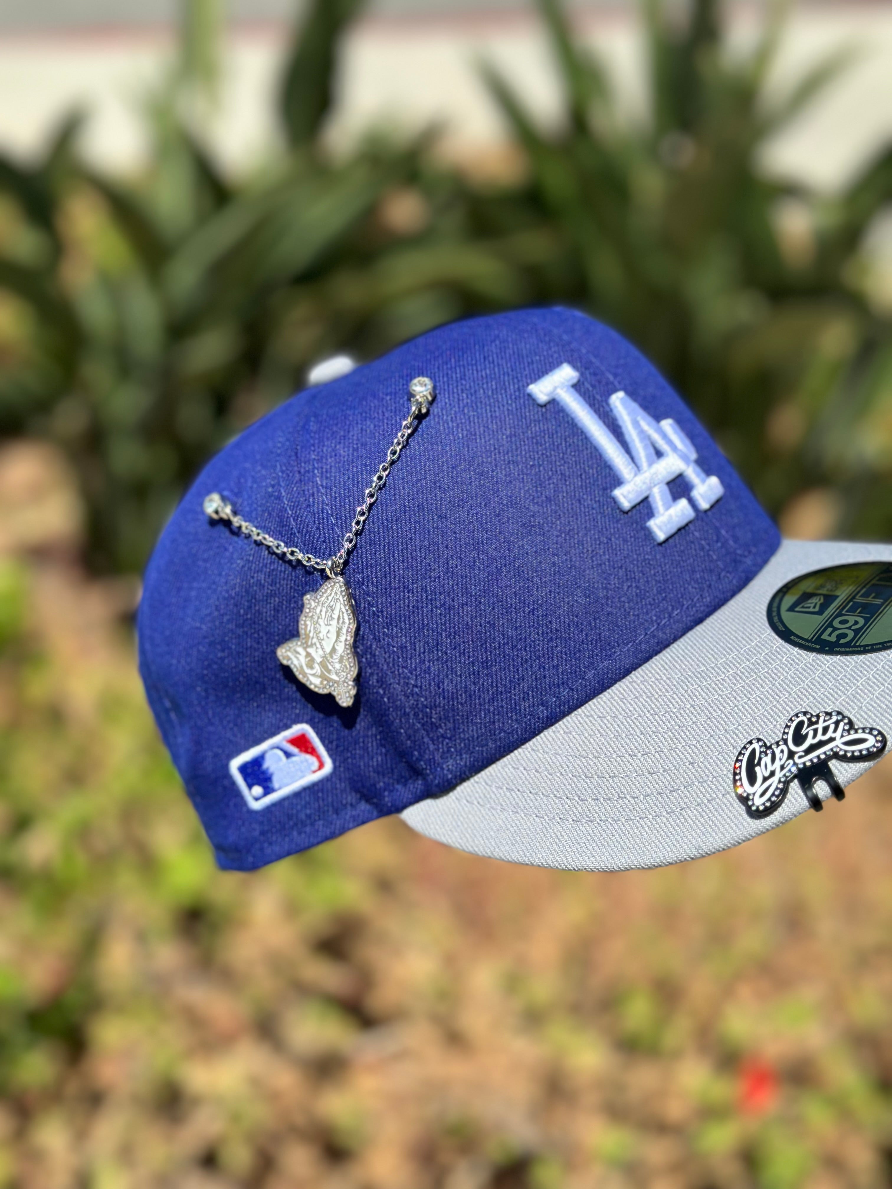 NEW ERA EXCLUSIVE 59FIFTY BLUE/GREY LOS ANGELES DODGERS W/ MLB LOGO SIDE PATCH