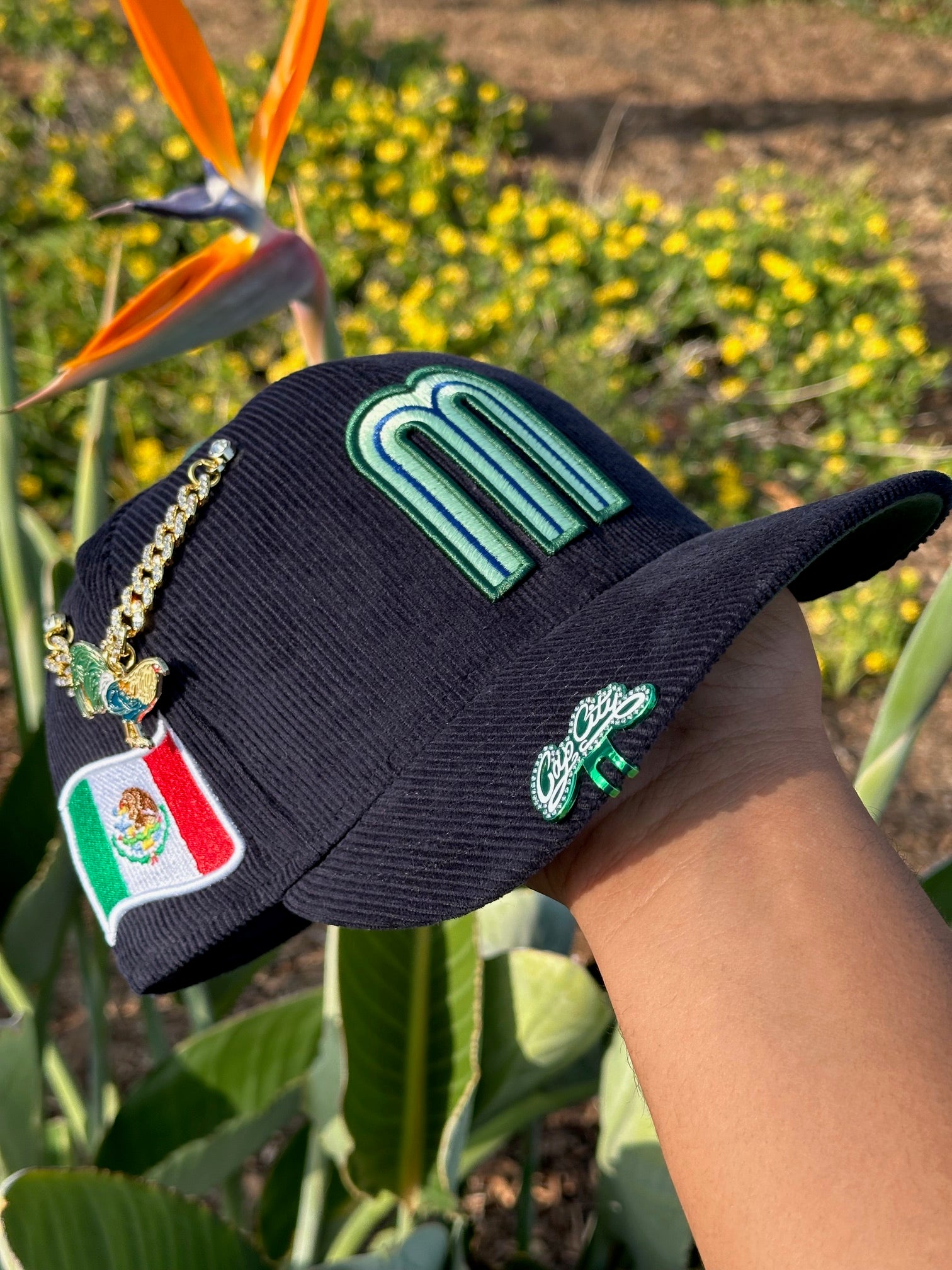 NEW ERA EXCLUSIVE 59FIFTY NAVY CORDUROY MEXICO W/ MEXICO FLAG SIDE PATCH