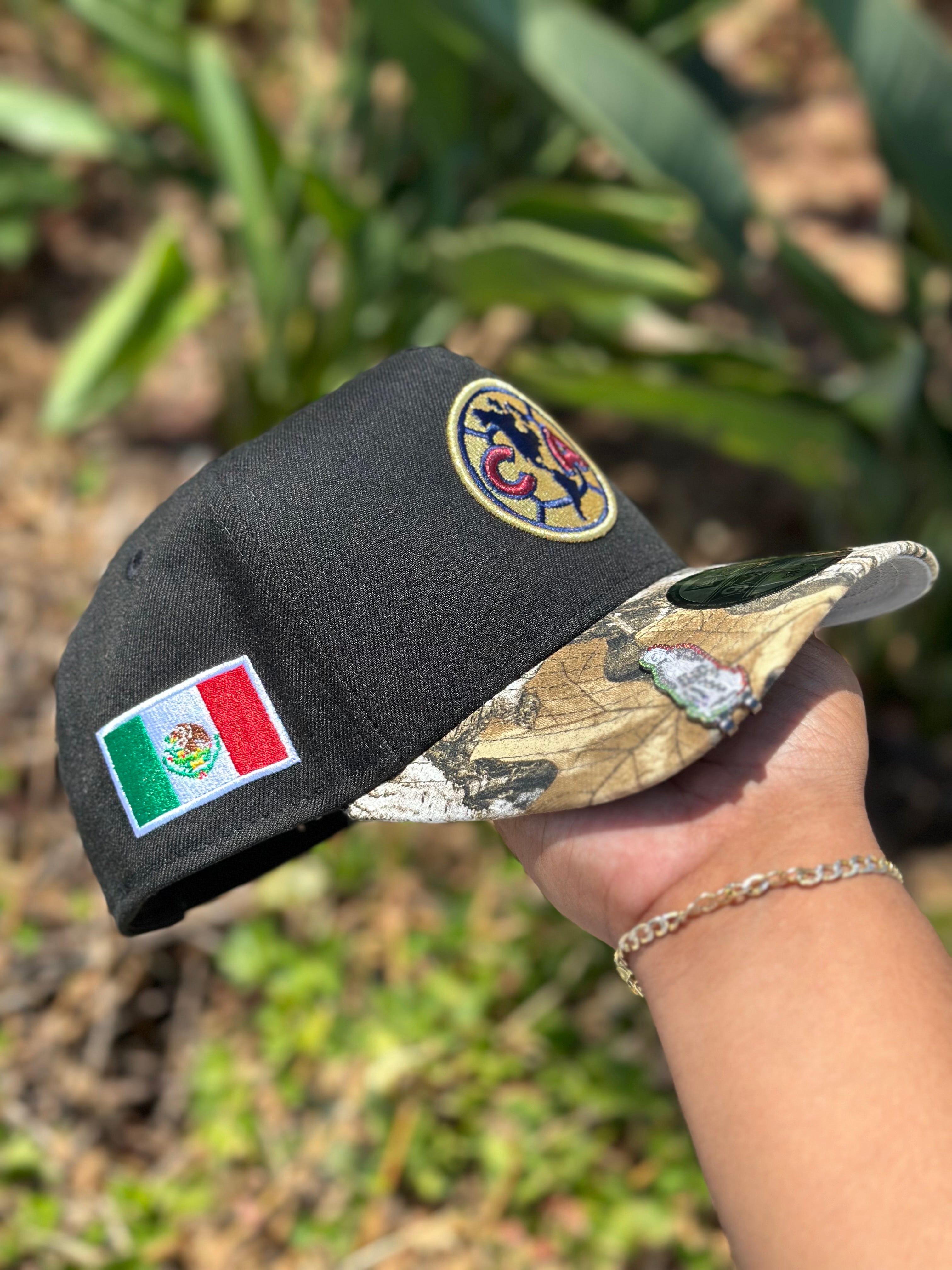 NEW ERA EXCLUSIVE 9FIFTY A-FRAME BLACK/REALTREE "CLUB AMERICA" SNAPBACK W/ MEXICO FLAG SIDE PATCH