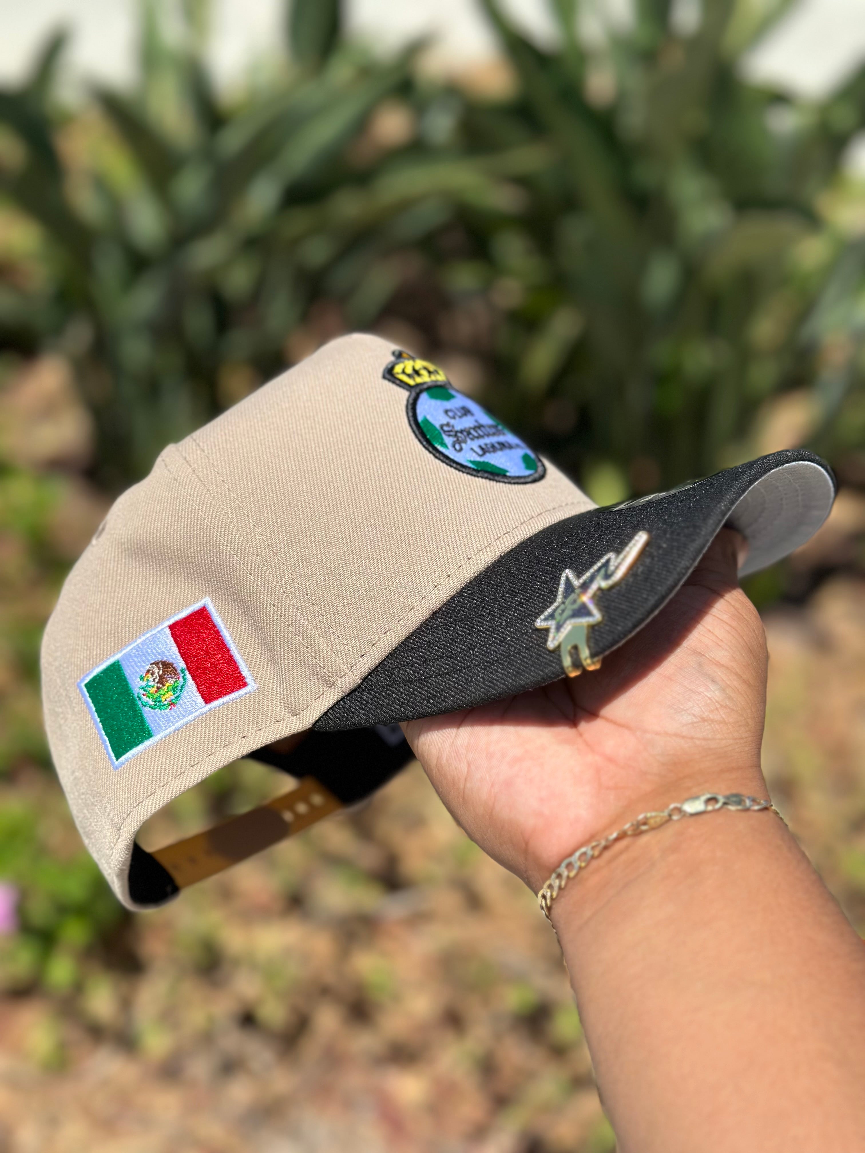 NEW ERA EXCLUSIVE 9FIFTY A-FRAME VEGAS GOLD/BLACK "SANTOS LAGUNA" SNAPBACK W/ MEXICO FLAG SIDE PATCH