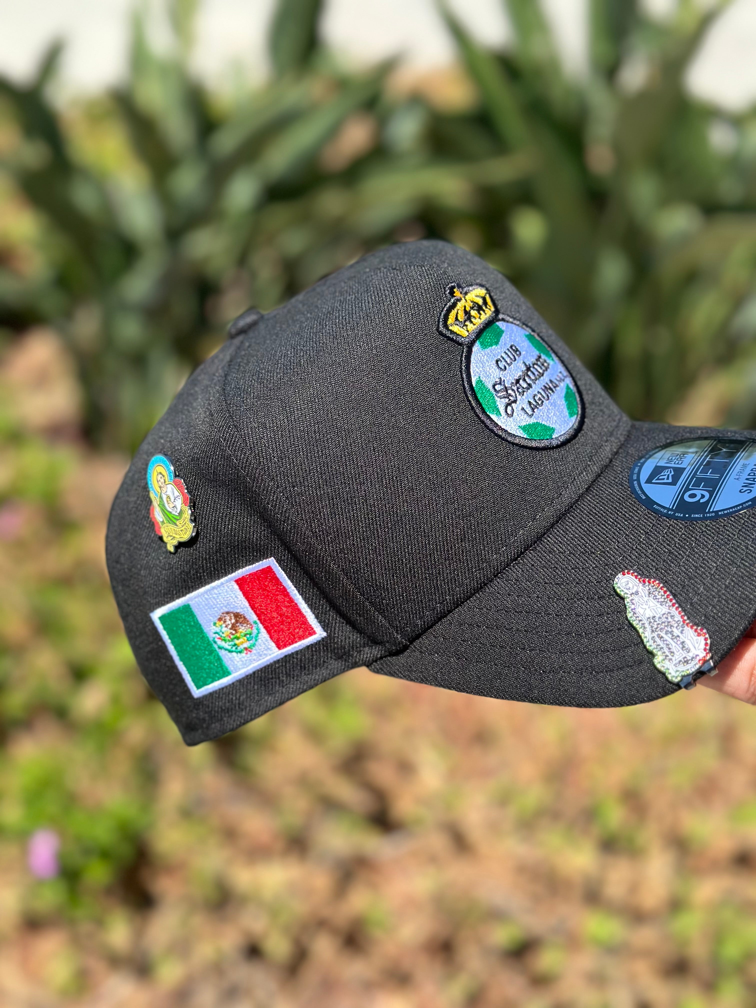 NEW ERA EXCLUSIVE 9FIFTY A-FRAME BLACK "SANTOS LAGUNA" SNAPBACK W/ MEXICO FLAG SIDE PATCH