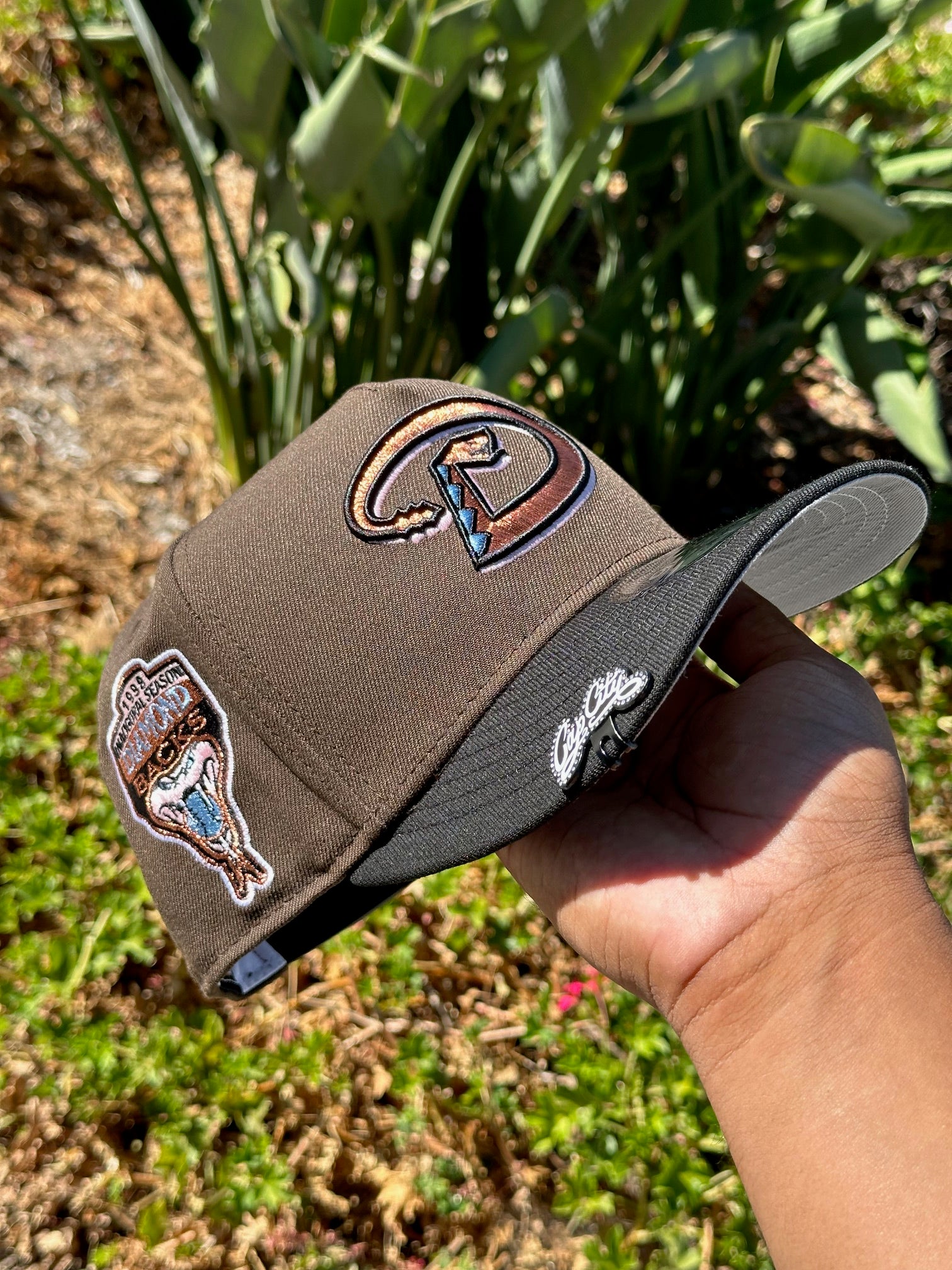 NEW ERA EXCLUSIVE 9FIFTY A-FRAME BROWN/BLACK ARIZONA DIAMONDBACKS SNAPBACK W/ 1998 INAUGURAL SEASON SIDE PATCH