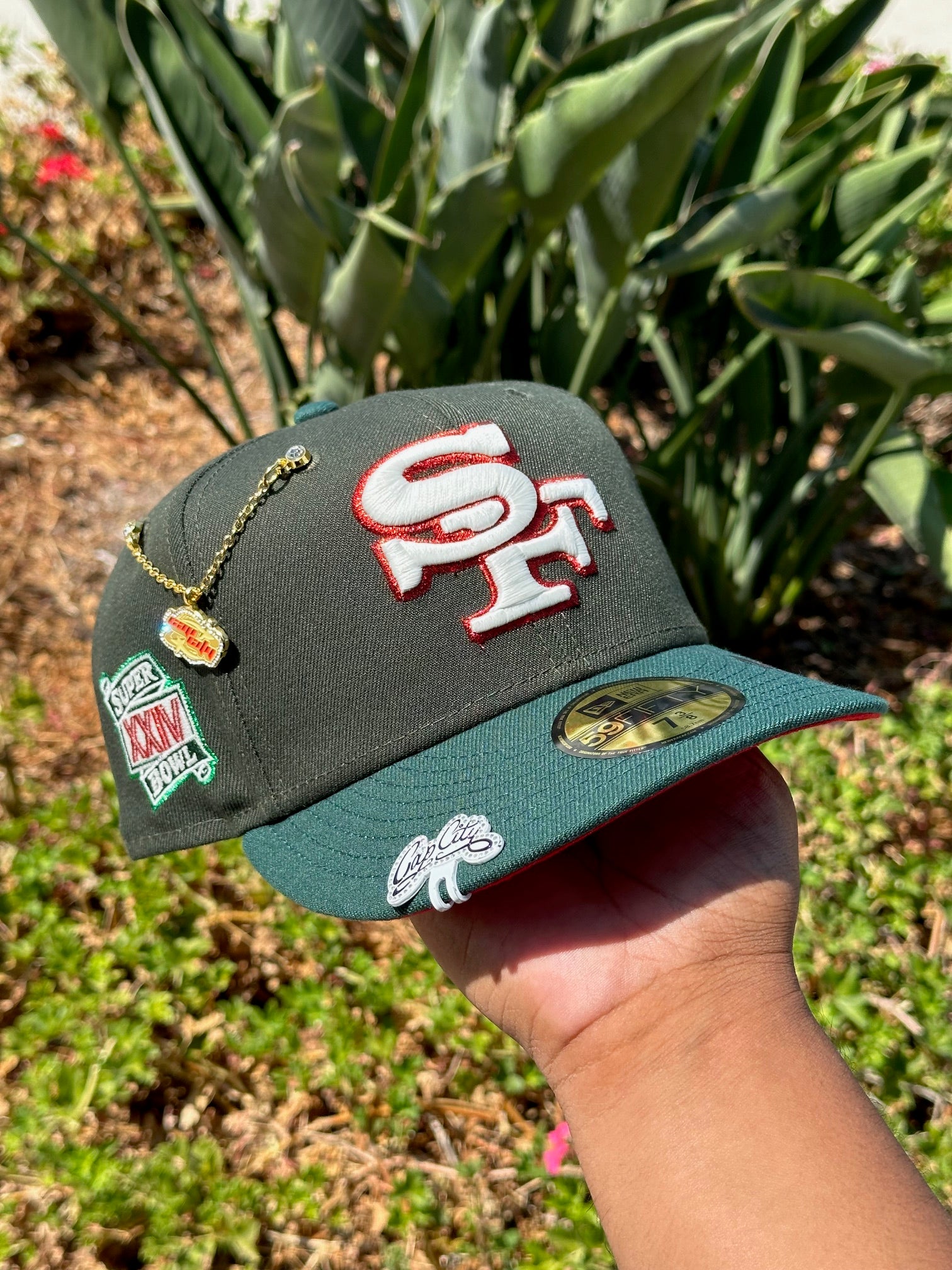 NEW ERA EXCLUSIVE 59FIFTY EMERALD GREEN SAN FRANCISCO 49ERS W/ SUPERBOWL XXIV SIDE PATCH