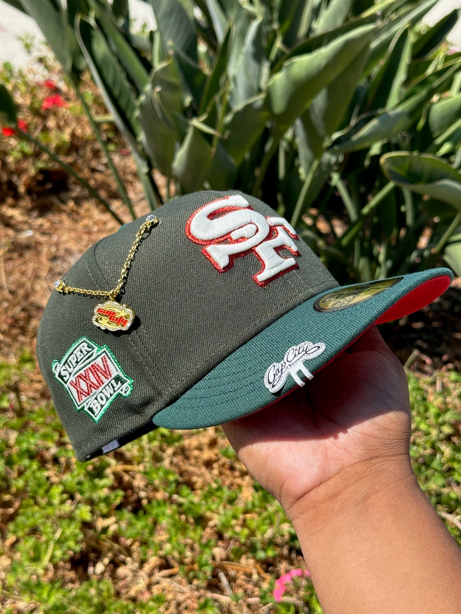 NEW ERA EXCLUSIVE 59FIFTY EMERALD GREEN SAN FRANCISCO 49ERS W/ SUPERBOWL XXIV SIDE PATCH