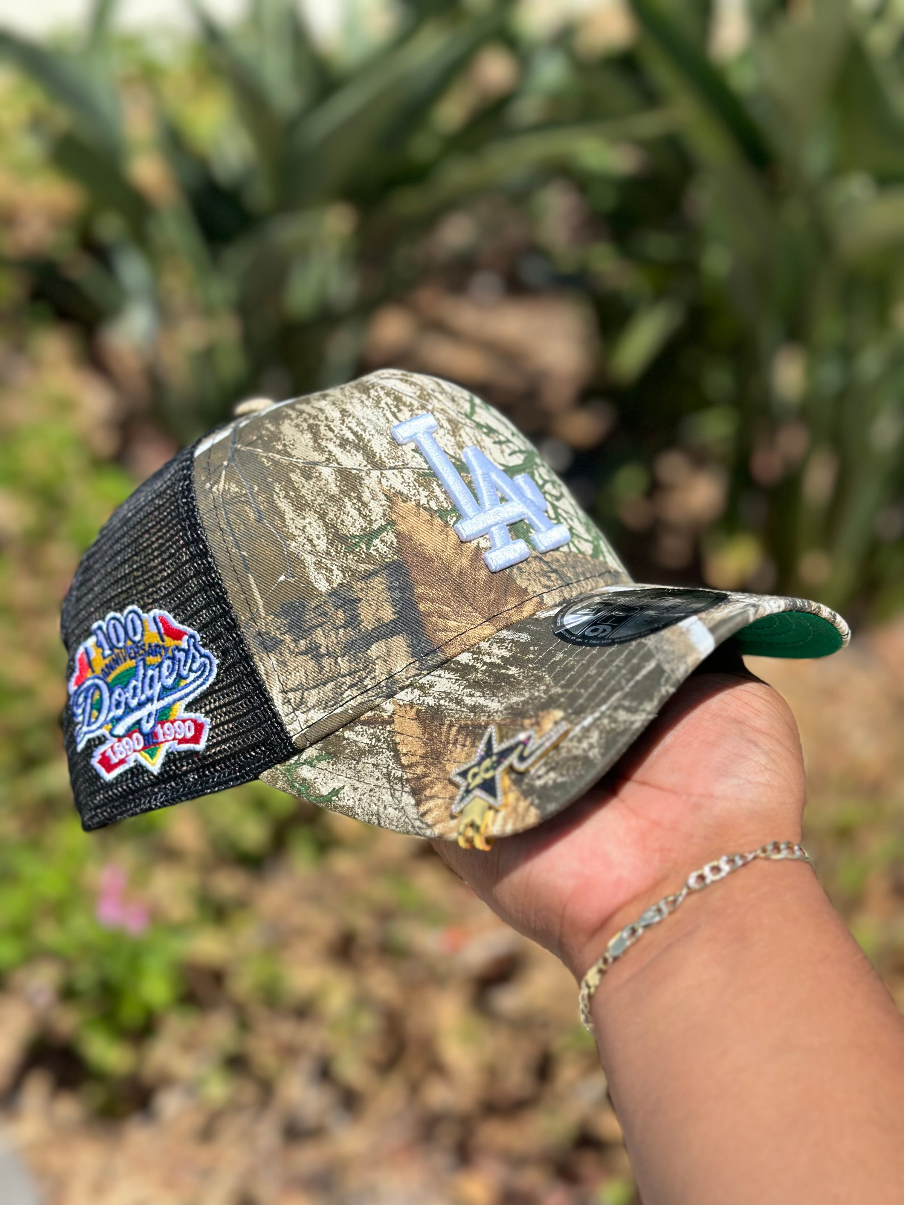 NEW ERA EXCLUSIVE 9FORTY A-FRAME REALTREE LOS ANGELES DODGERS MESHBACK W/ 100TH ANNIVERSARY SIDE PATCH